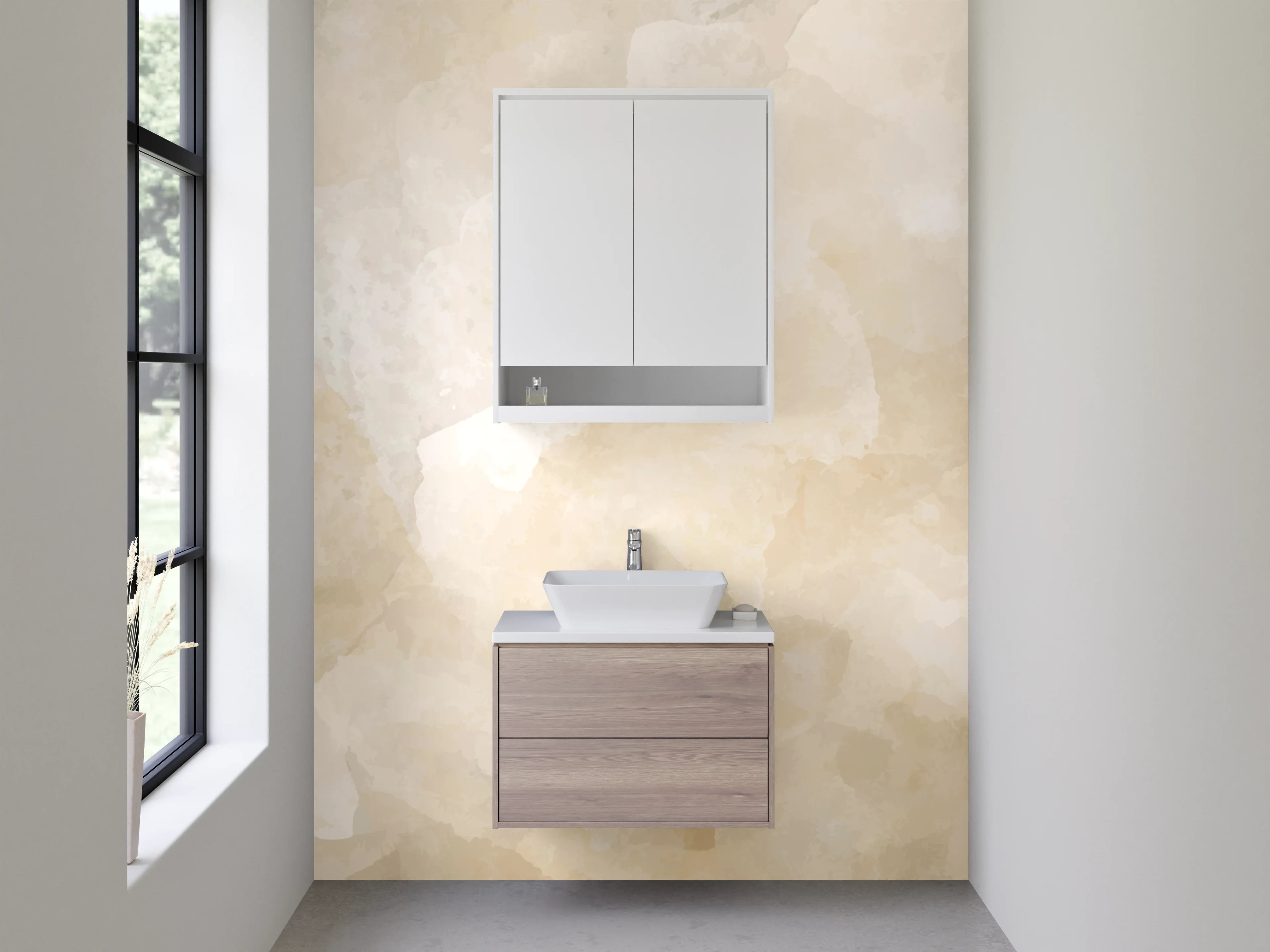 Waschbecken-Rückwand - Edle beige Marmoroptik für Rückwände