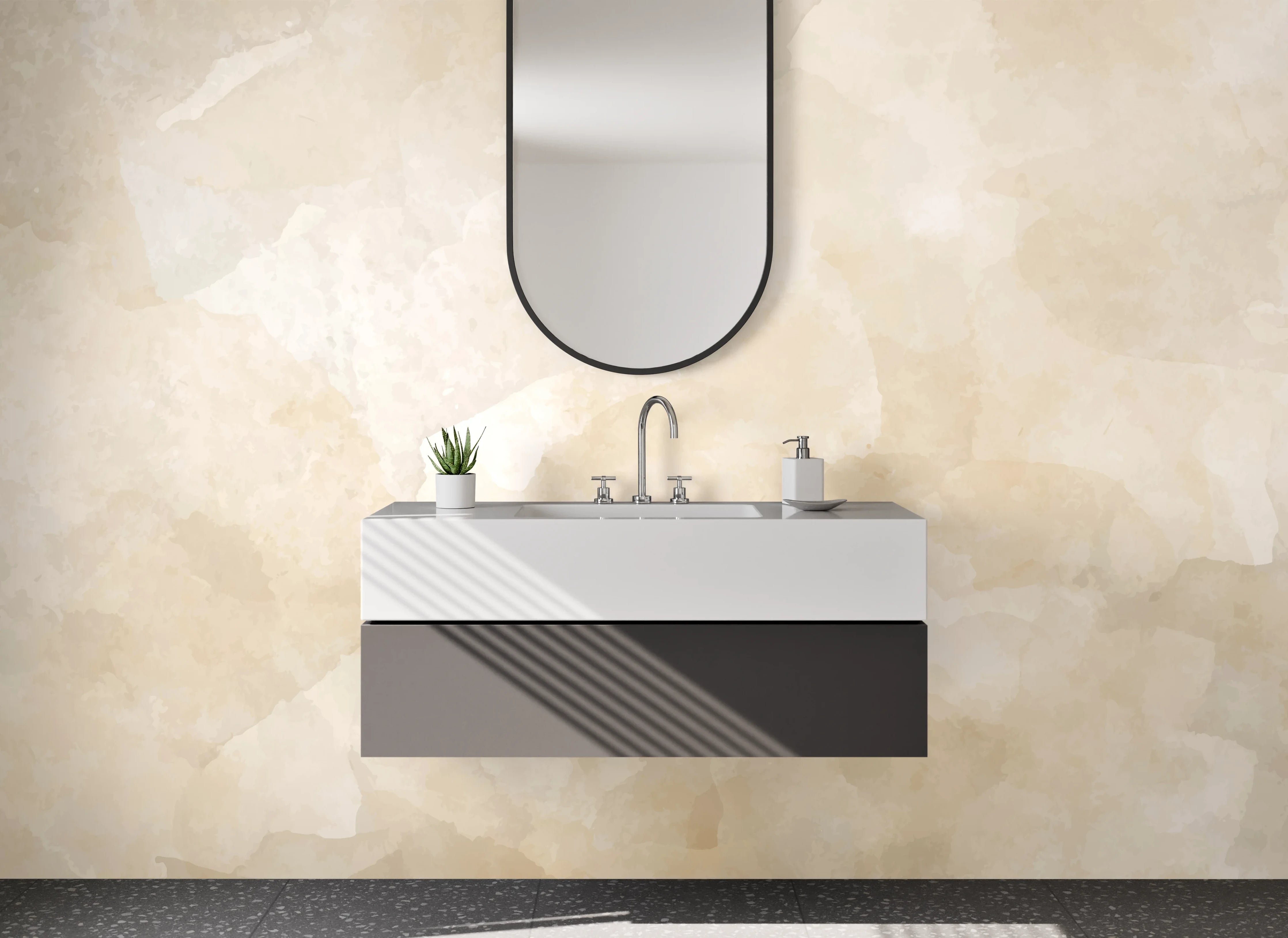 Waschbecken-Rückwand - Edle beige Marmoroptik für Rückwände