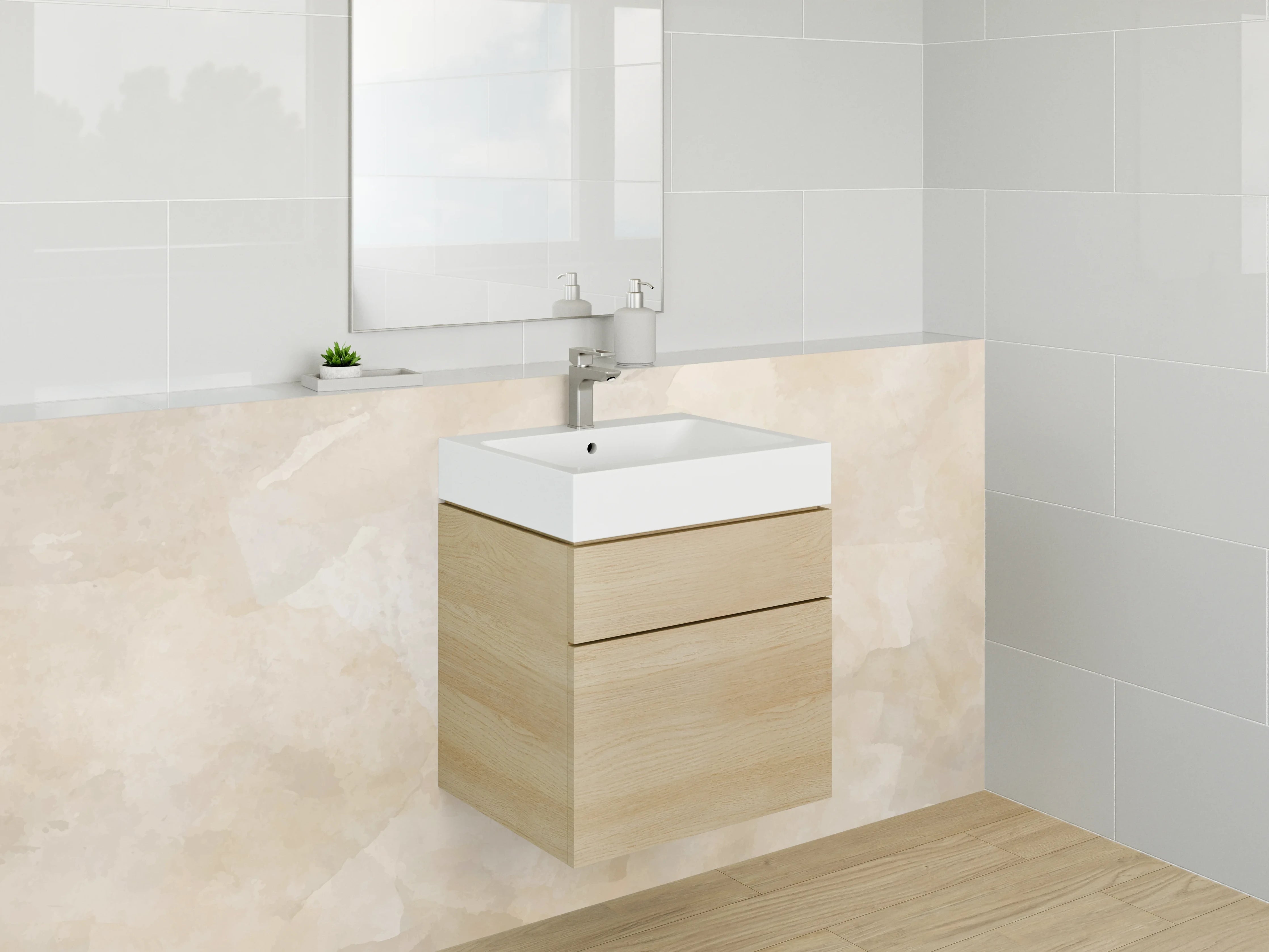 Waschbecken-Rückwand - Edle beige Marmoroptik für Rückwände