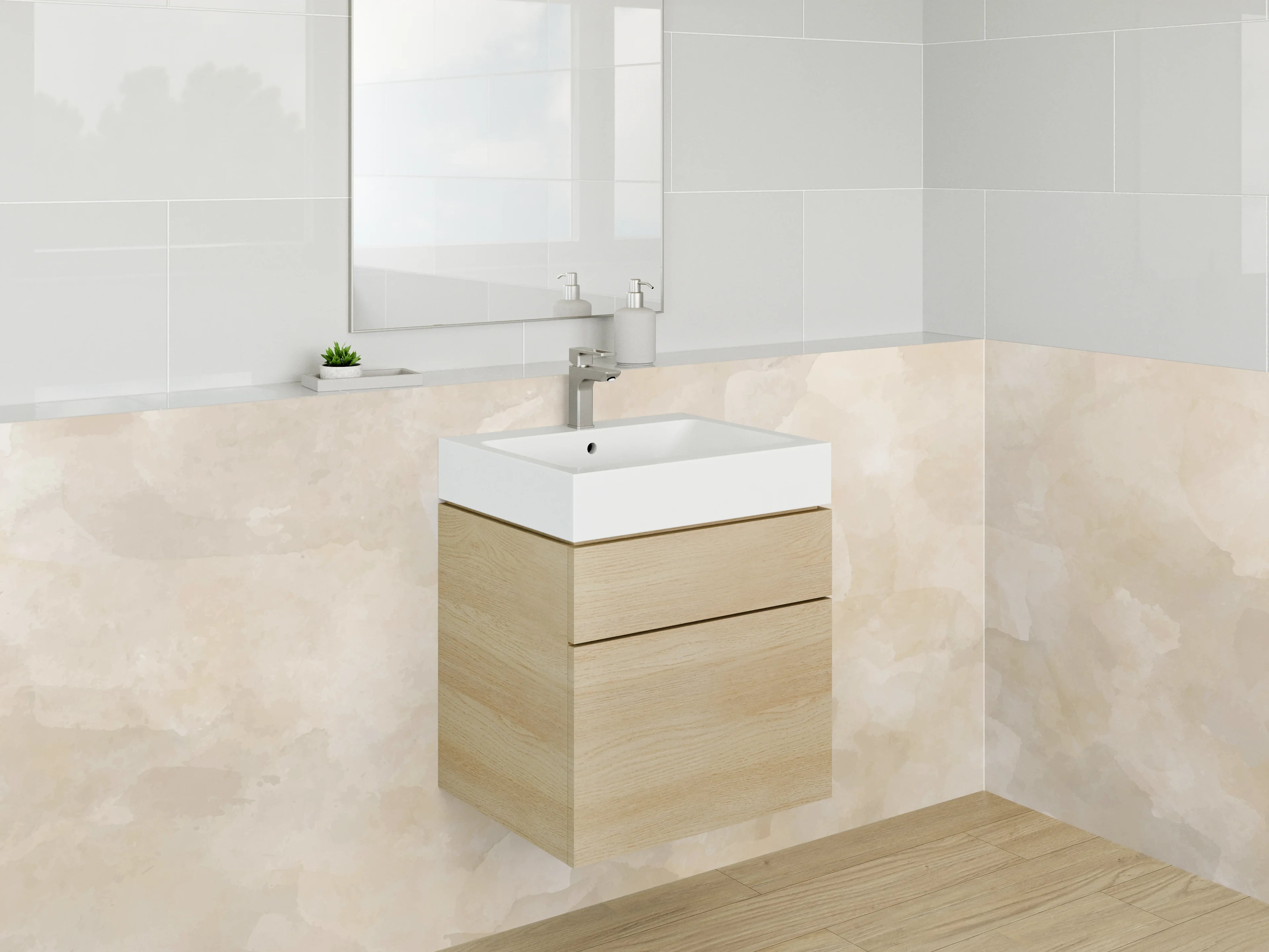 Waschbecken-Rückwand - Edle beige Marmoroptik für Rückwände