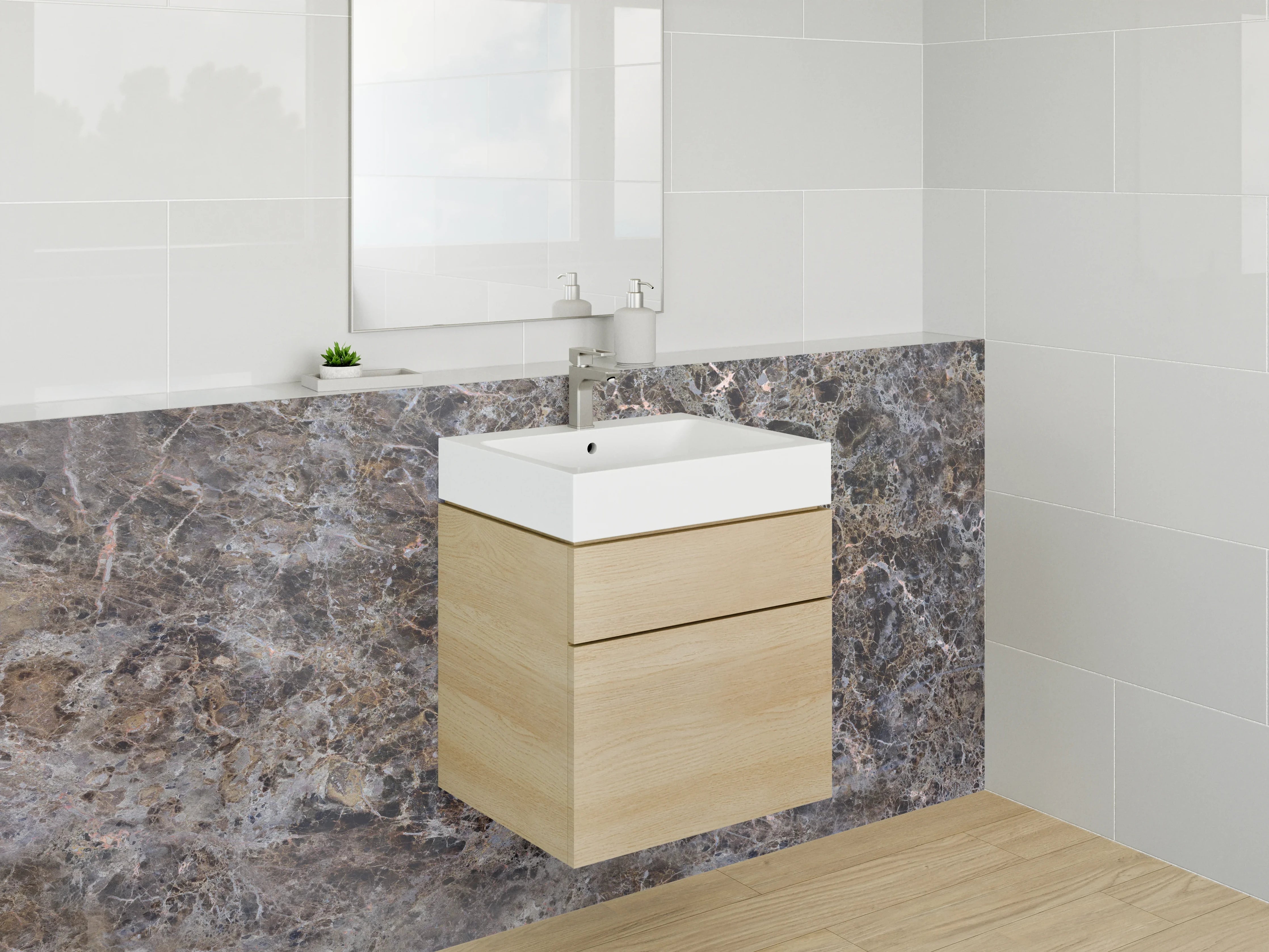 Waschbecken-Rückwand - Edle braune Marmoroptik für Rückwände