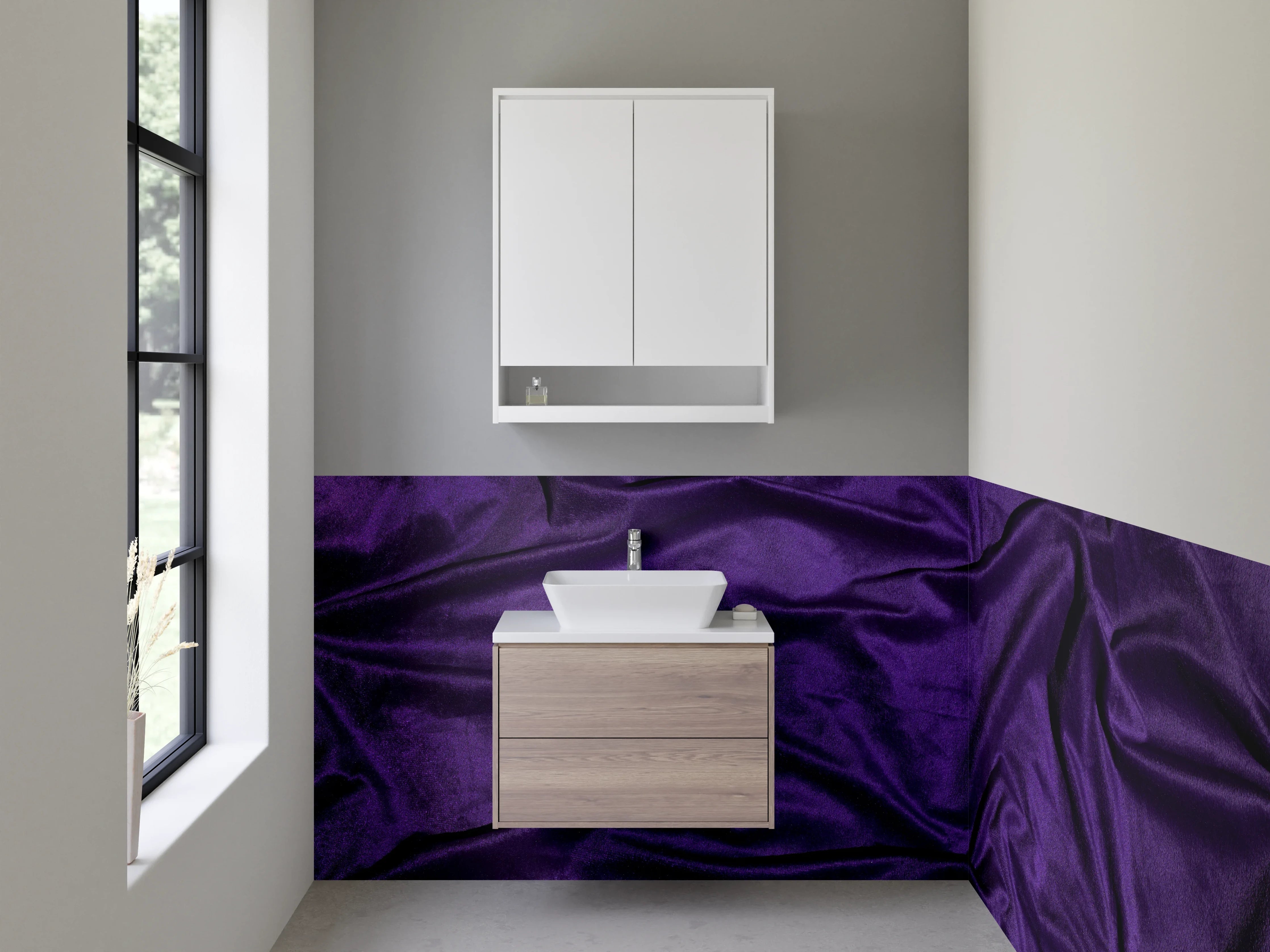 Waschbecken-Rückwand - Edle violette Samtstruktur