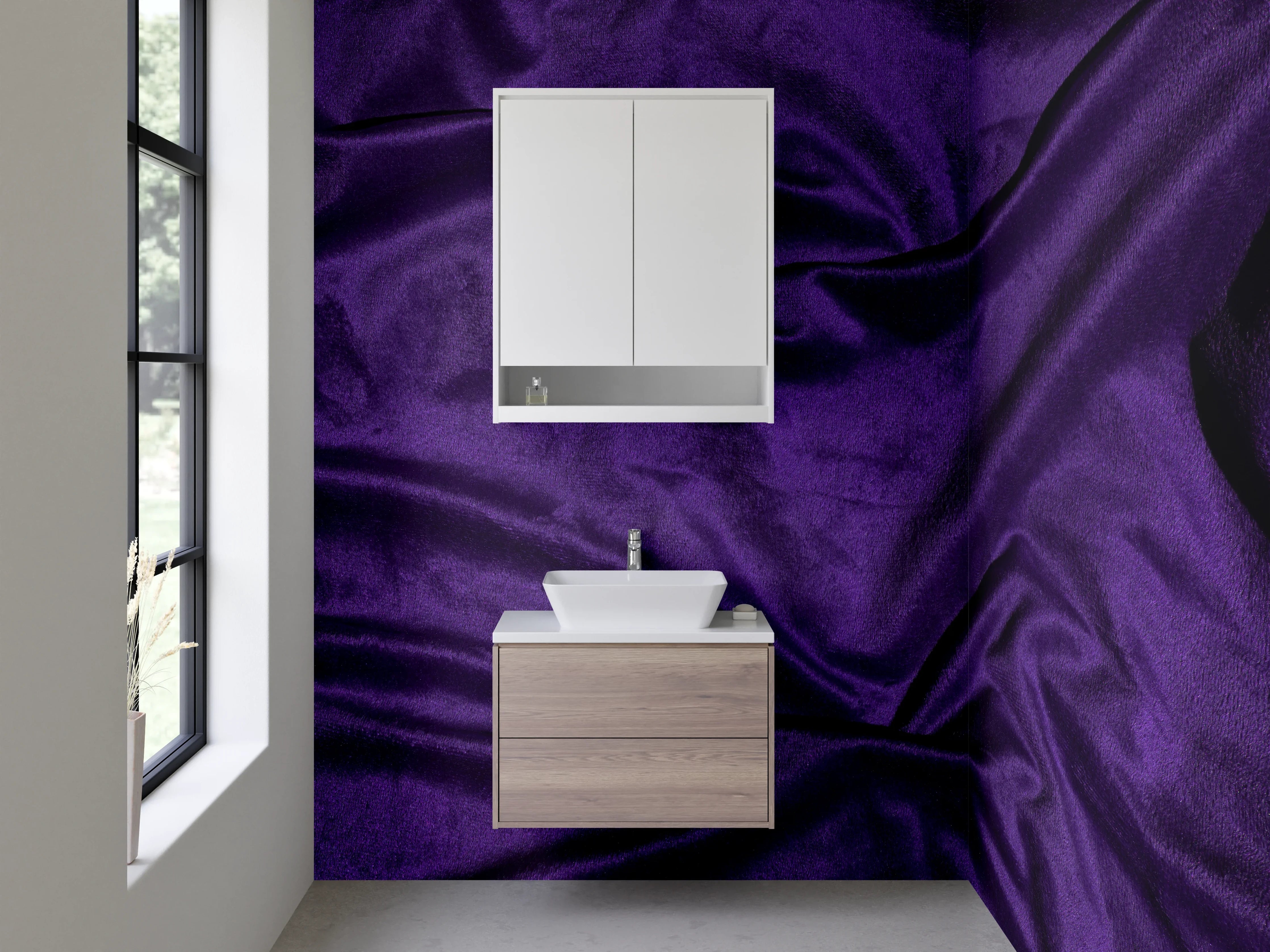 Waschbecken-Rückwand - Edle violette Samtstruktur