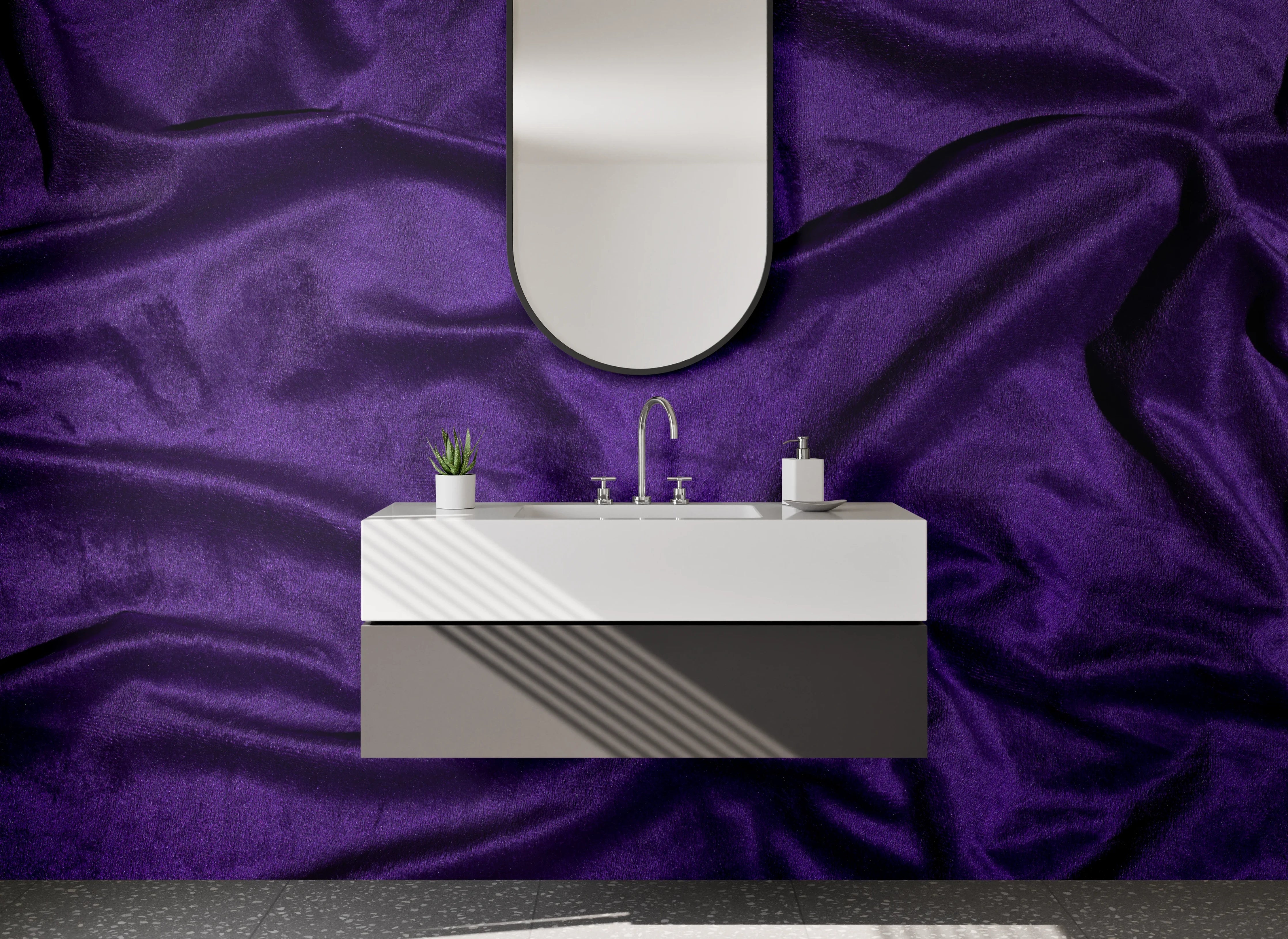 Waschbecken-Rückwand - Edle violette Samtstruktur