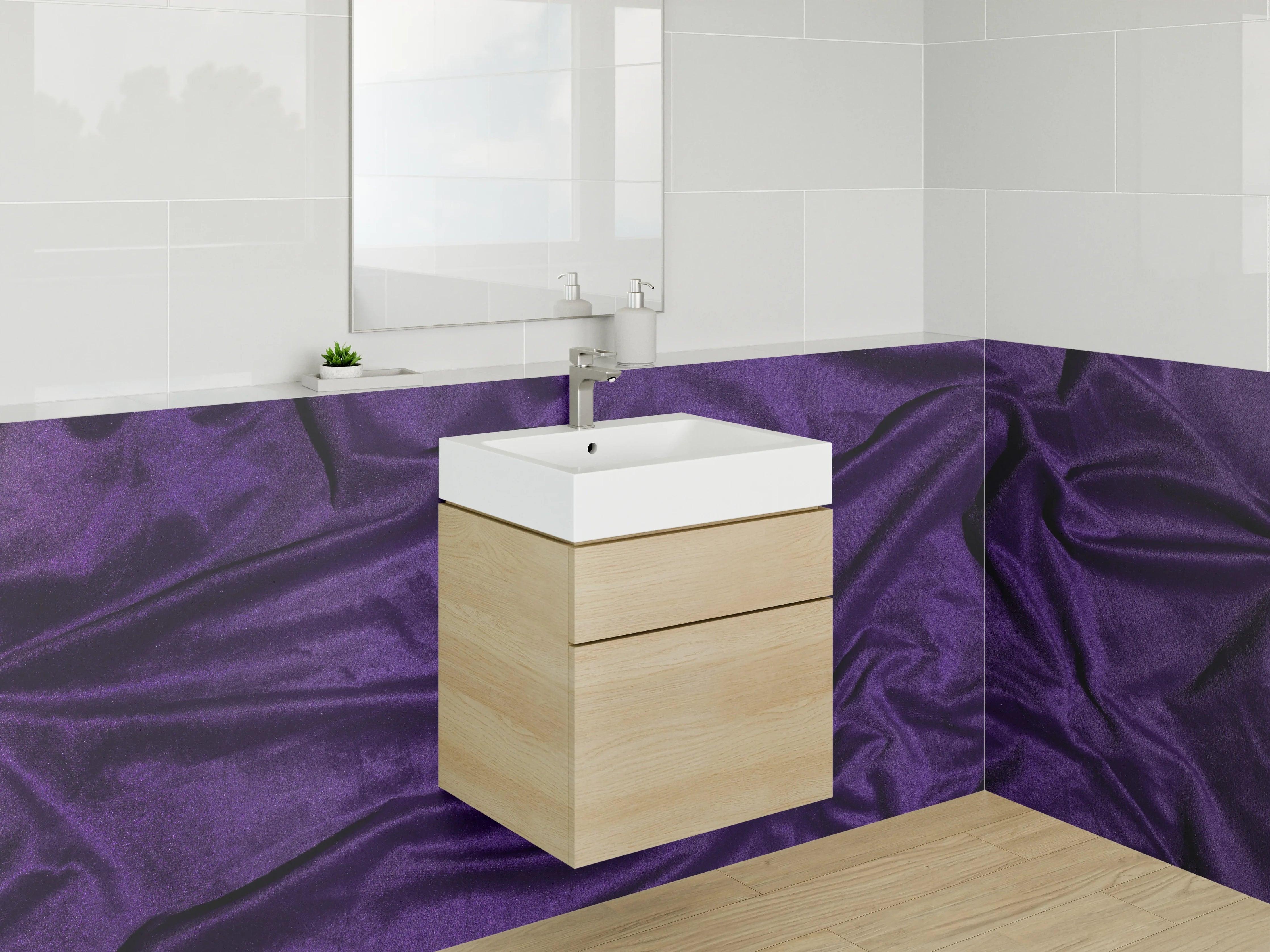Waschbecken-Rückwand - Edle violette Samtstruktur