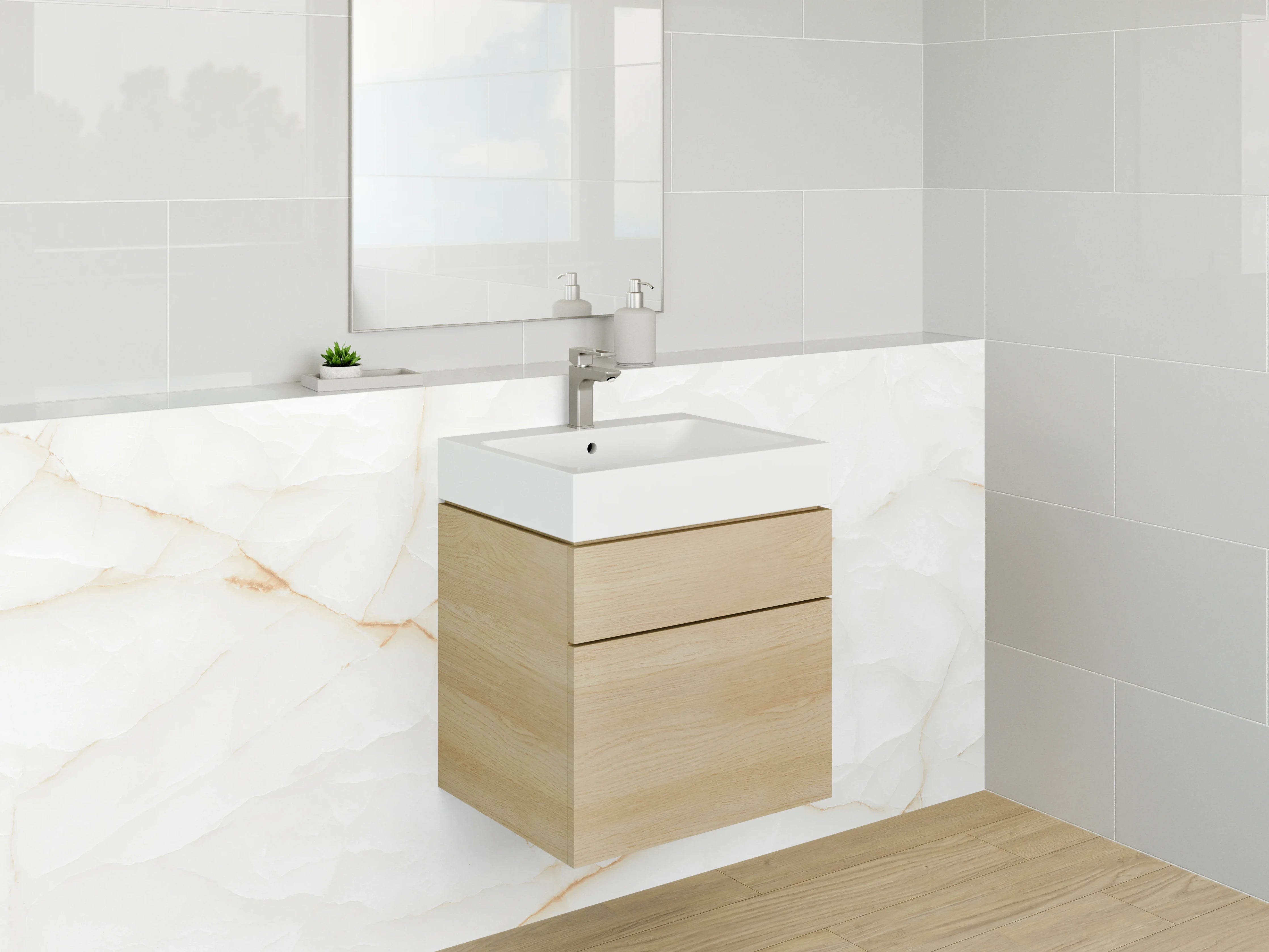 Waschbecken-Rückwand - Edle weiße Marmor-Optik