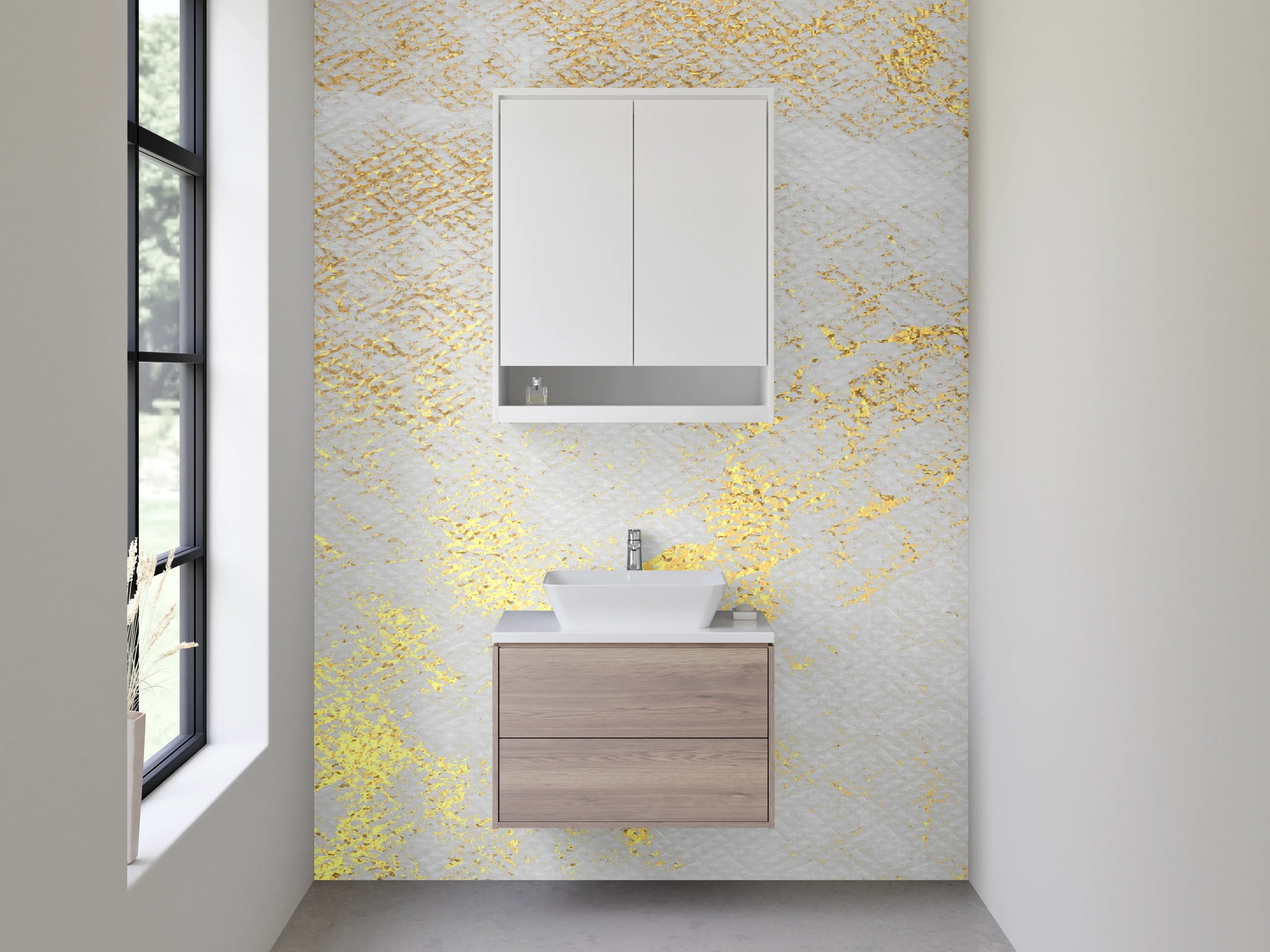 Waschbecken-Rückwand - Edler Marmor-Gold-Look für Bad & Küche