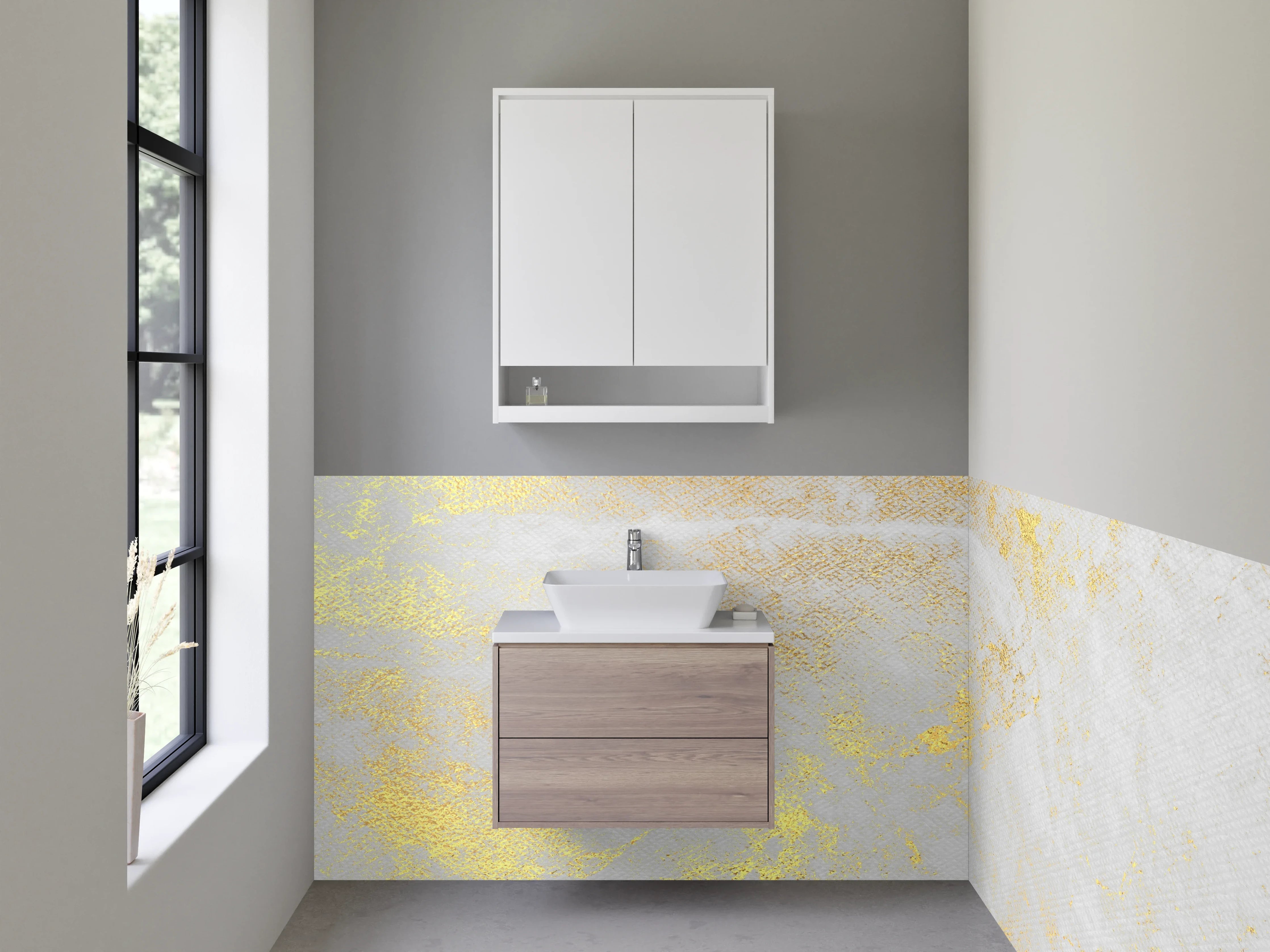 Waschbecken-Rückwand - Edler Marmor-Gold-Look für Bad & Küche