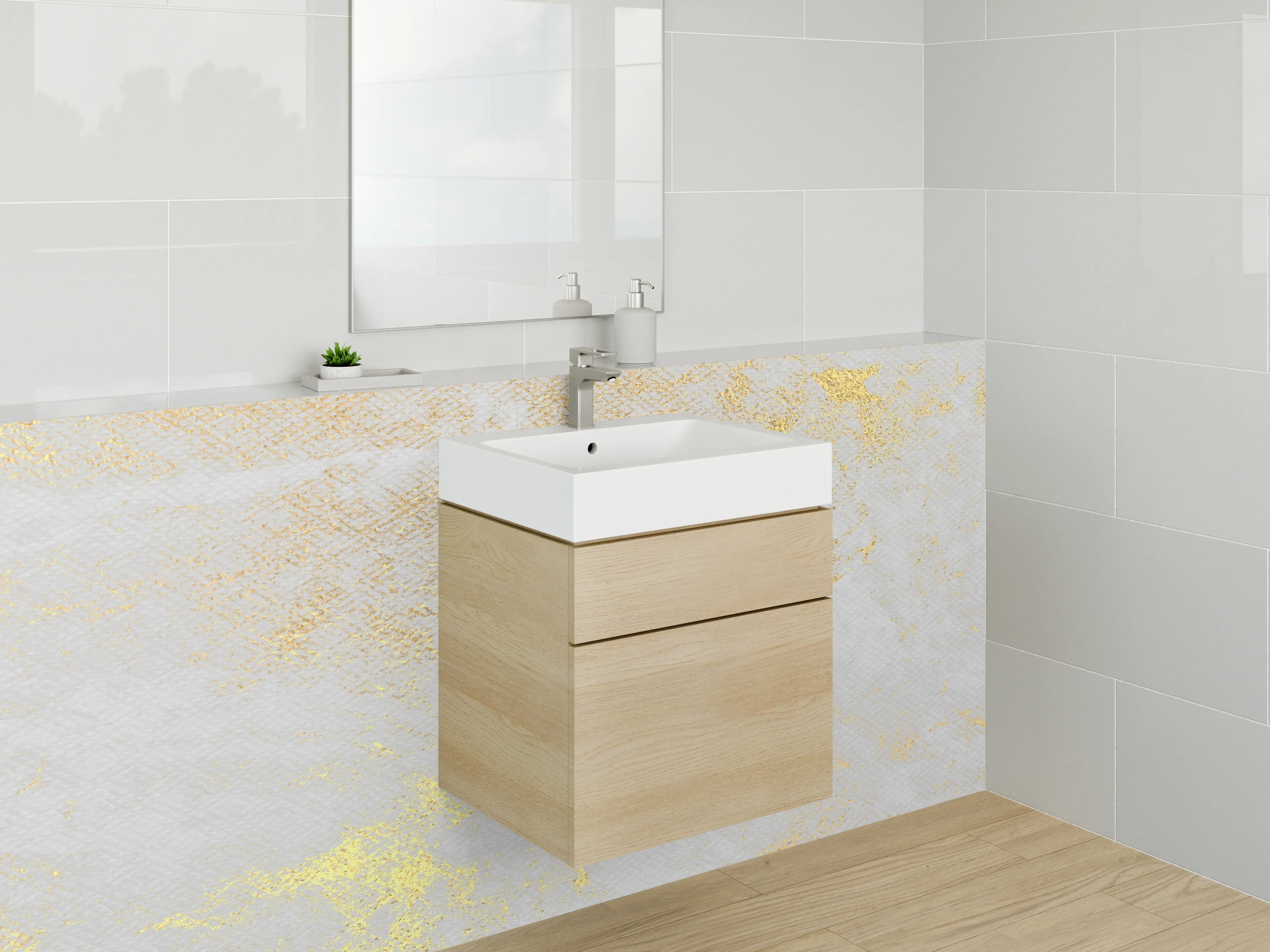 Waschbecken-Rückwand - Edler Marmor-Gold-Look für Bad & Küche