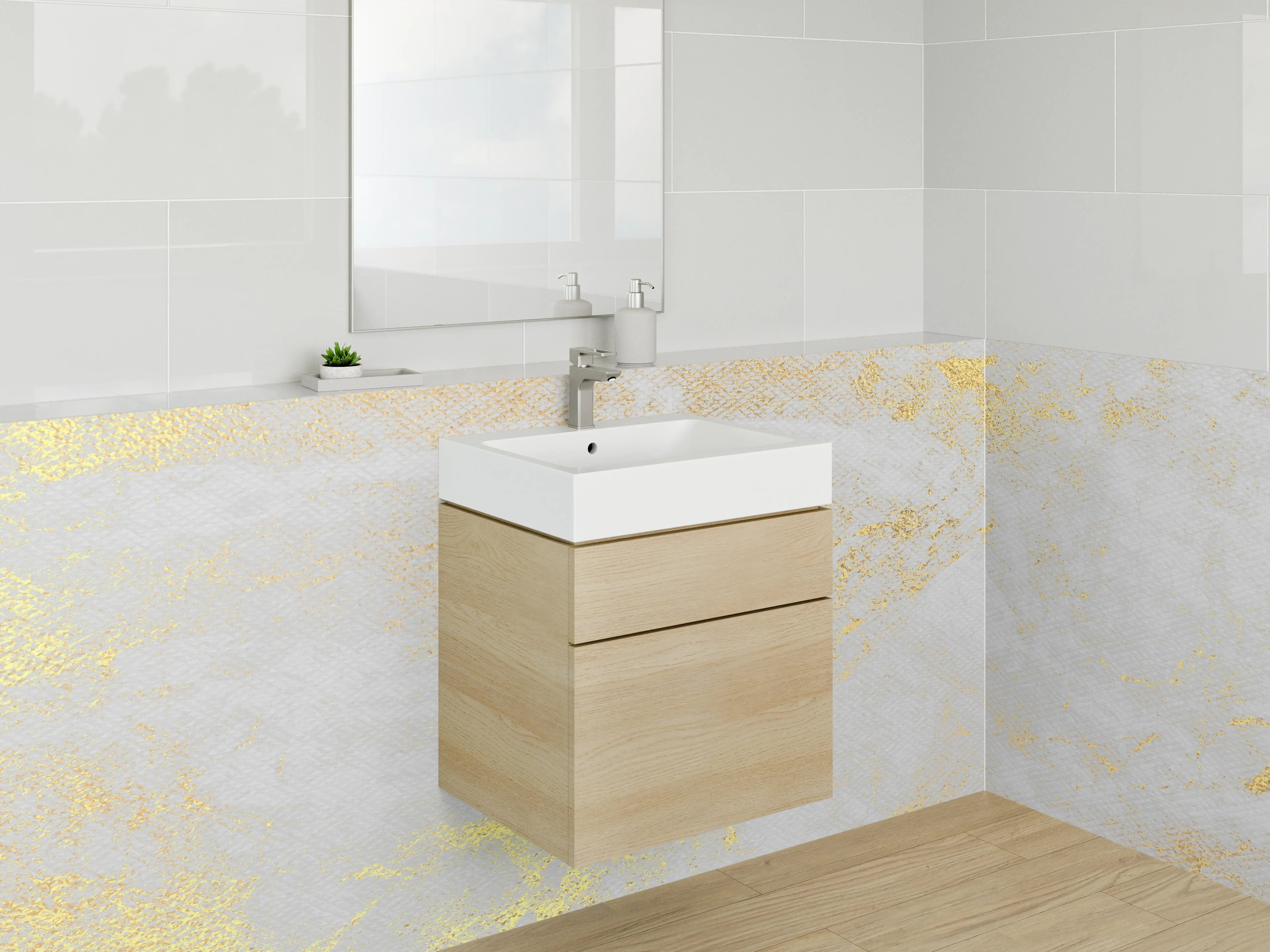 Waschbecken-Rückwand - Edler Marmor-Gold-Look für Bad & Küche