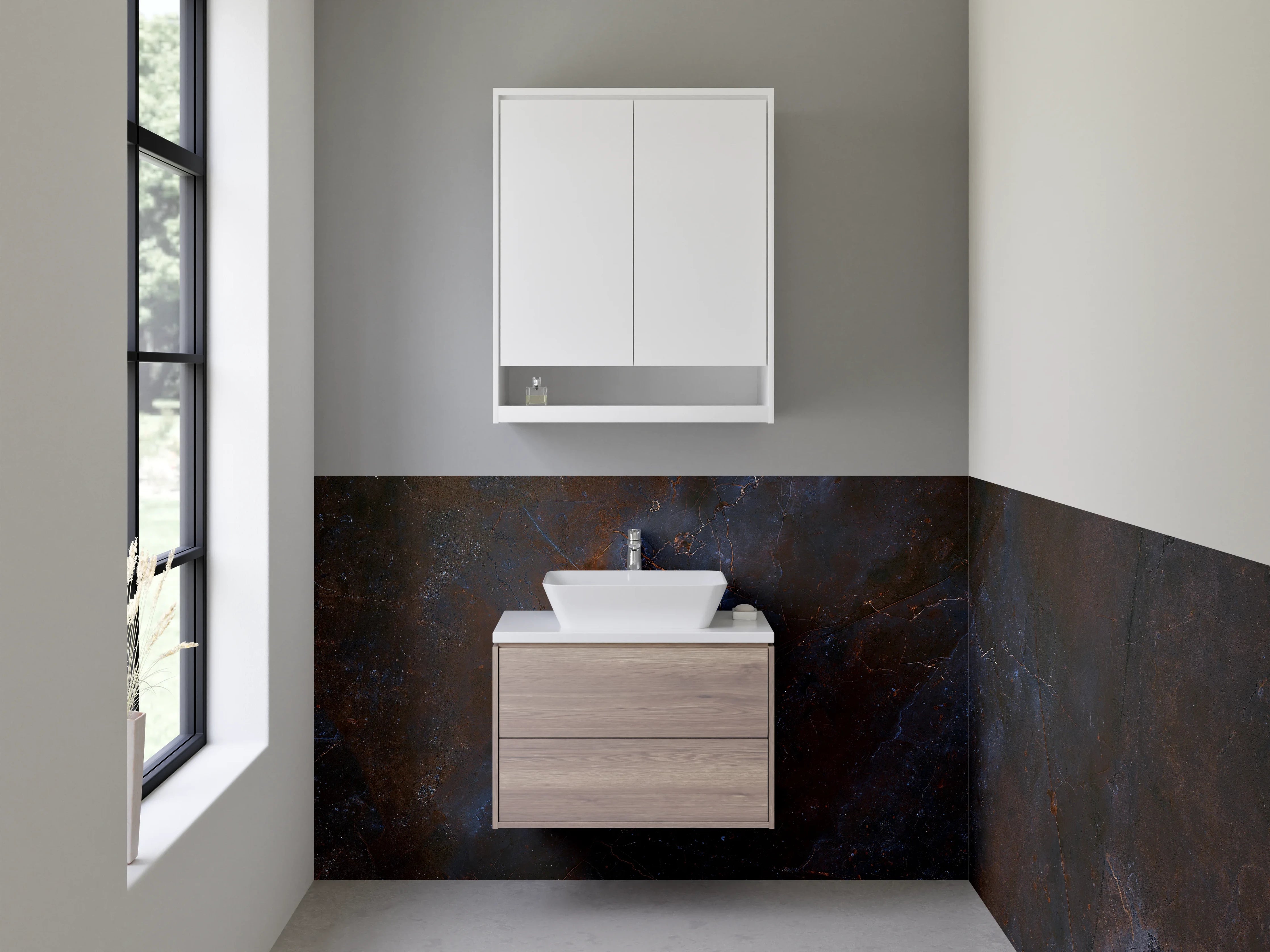 Waschbecken-Rückwand - Edler Schiefer-Look dunkelblau-braun