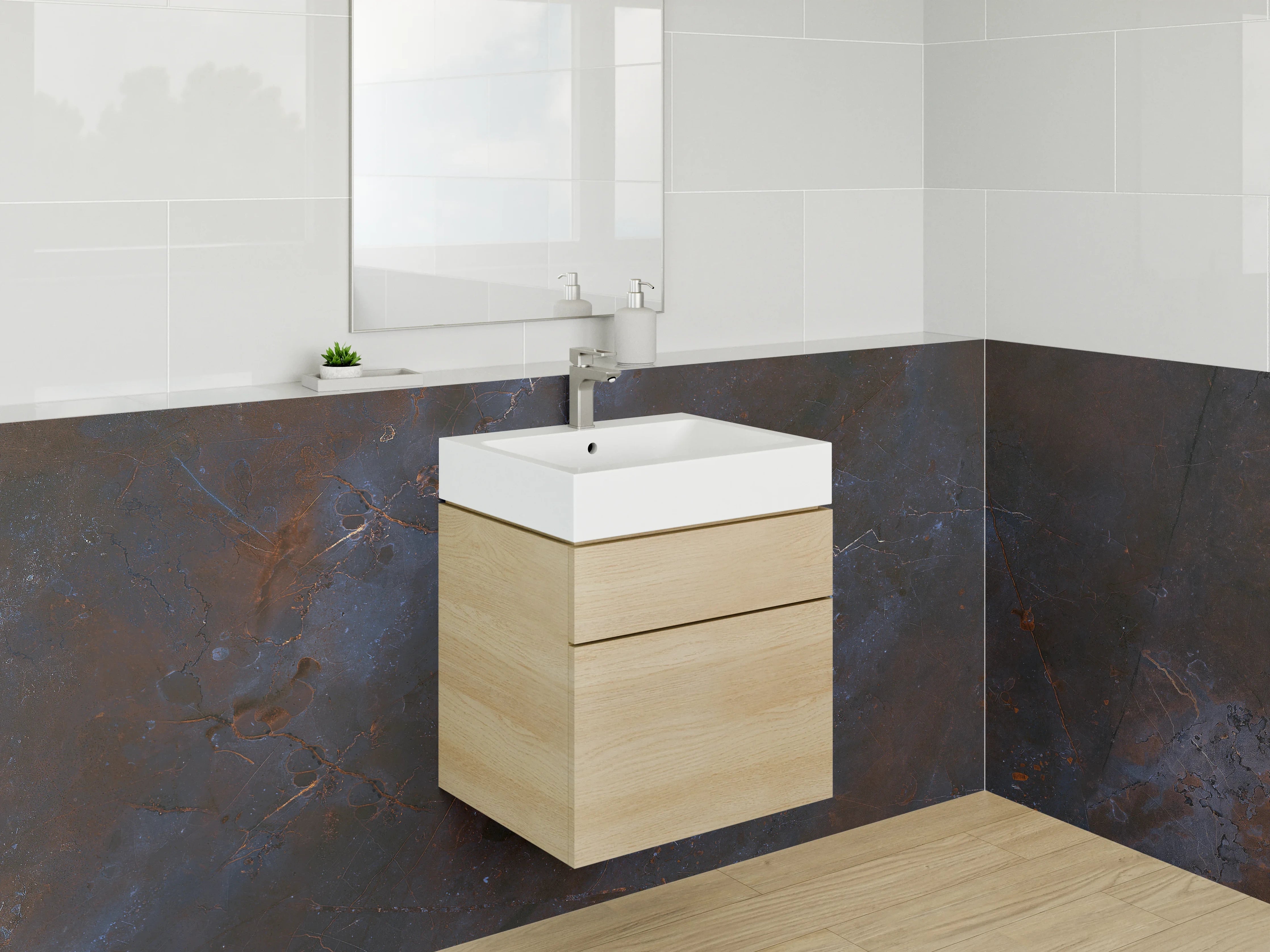 Waschbecken-Rückwand - Edler Schiefer-Look dunkelblau-braun