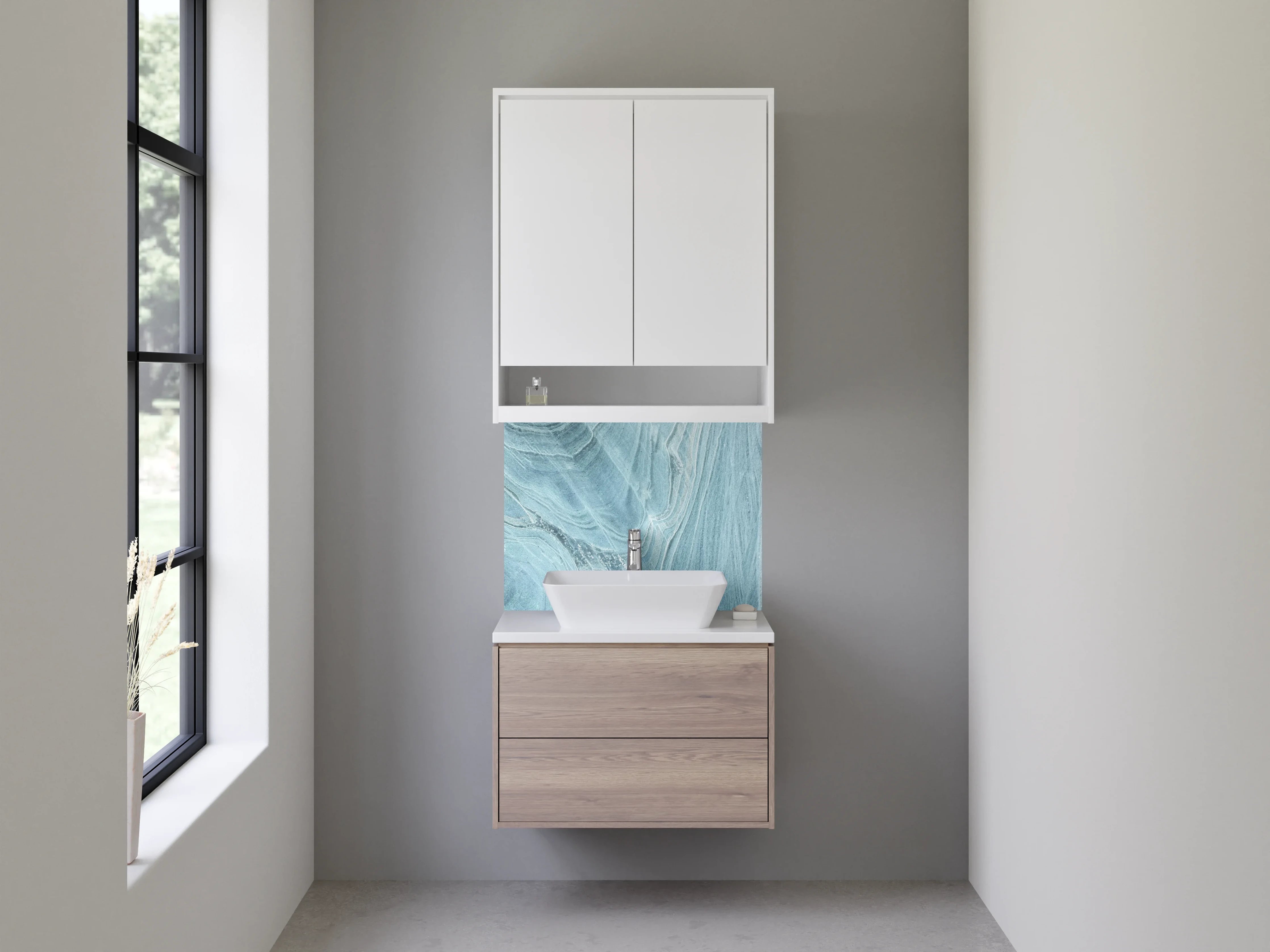 Waschbecken-Rückwand - Edler blauer Marmor Look