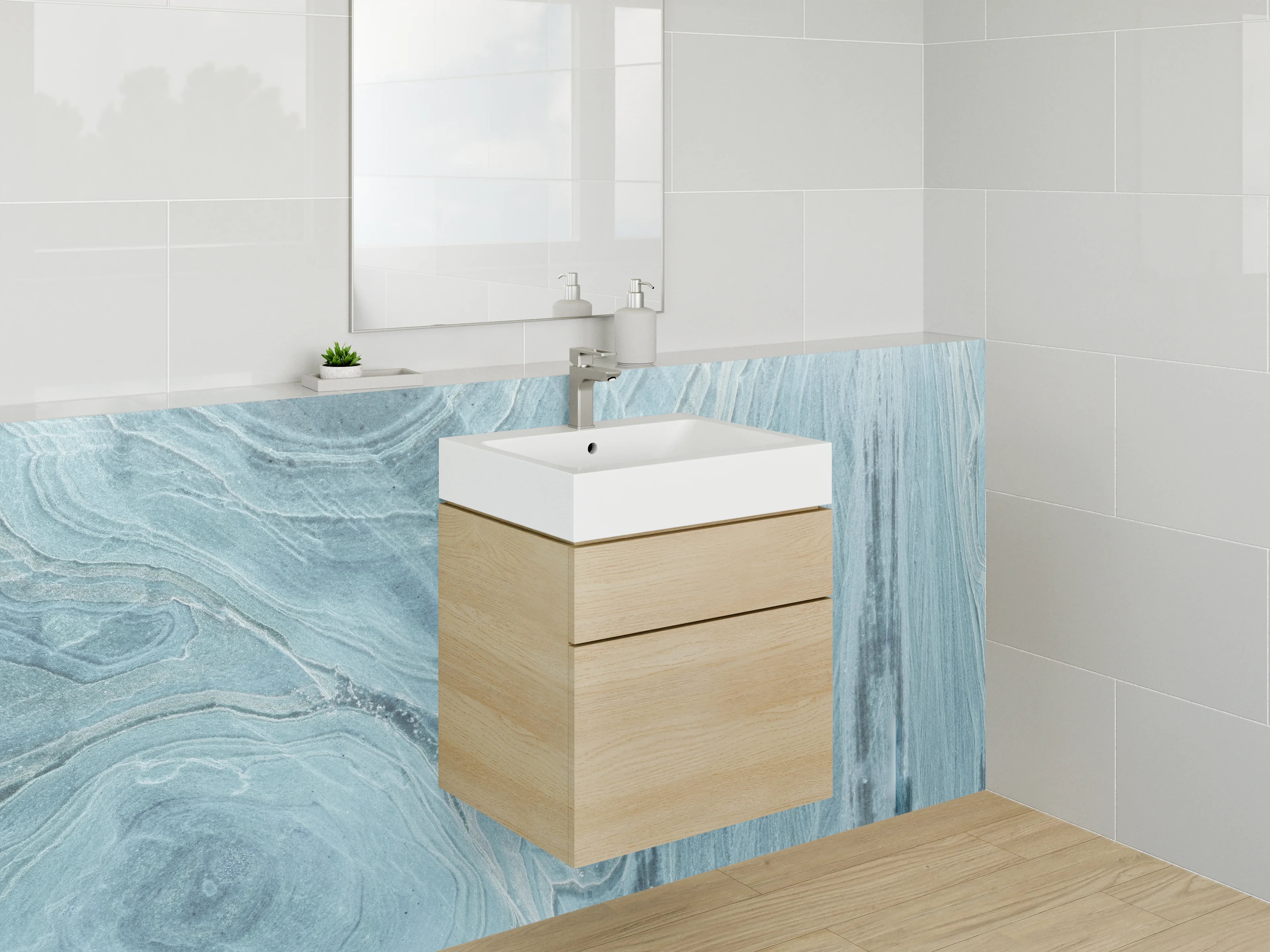 Waschbecken-Rückwand - Edler blauer Marmor Look