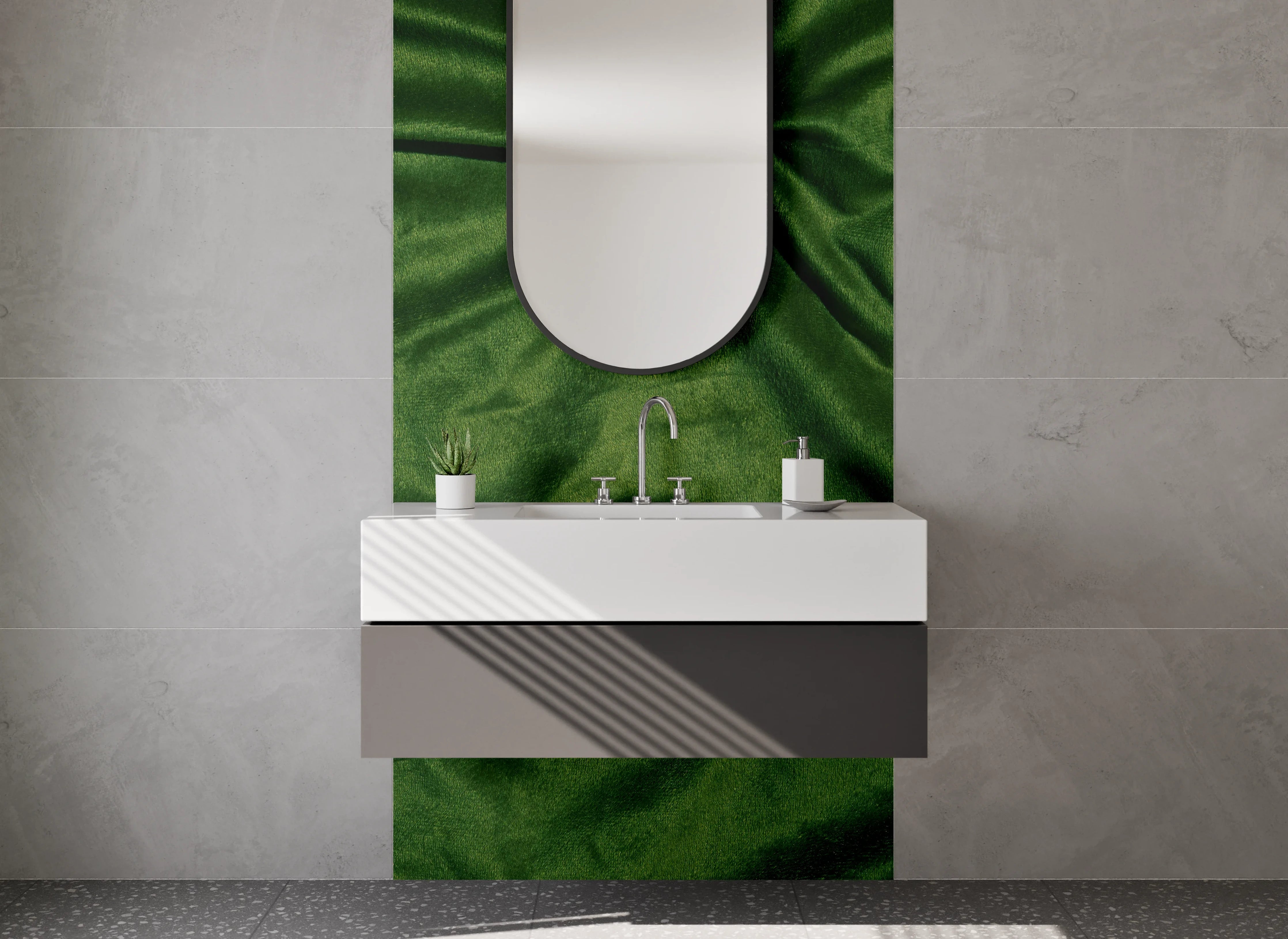 Waschbecken-Rückwand - Edler grüner Samt-Look