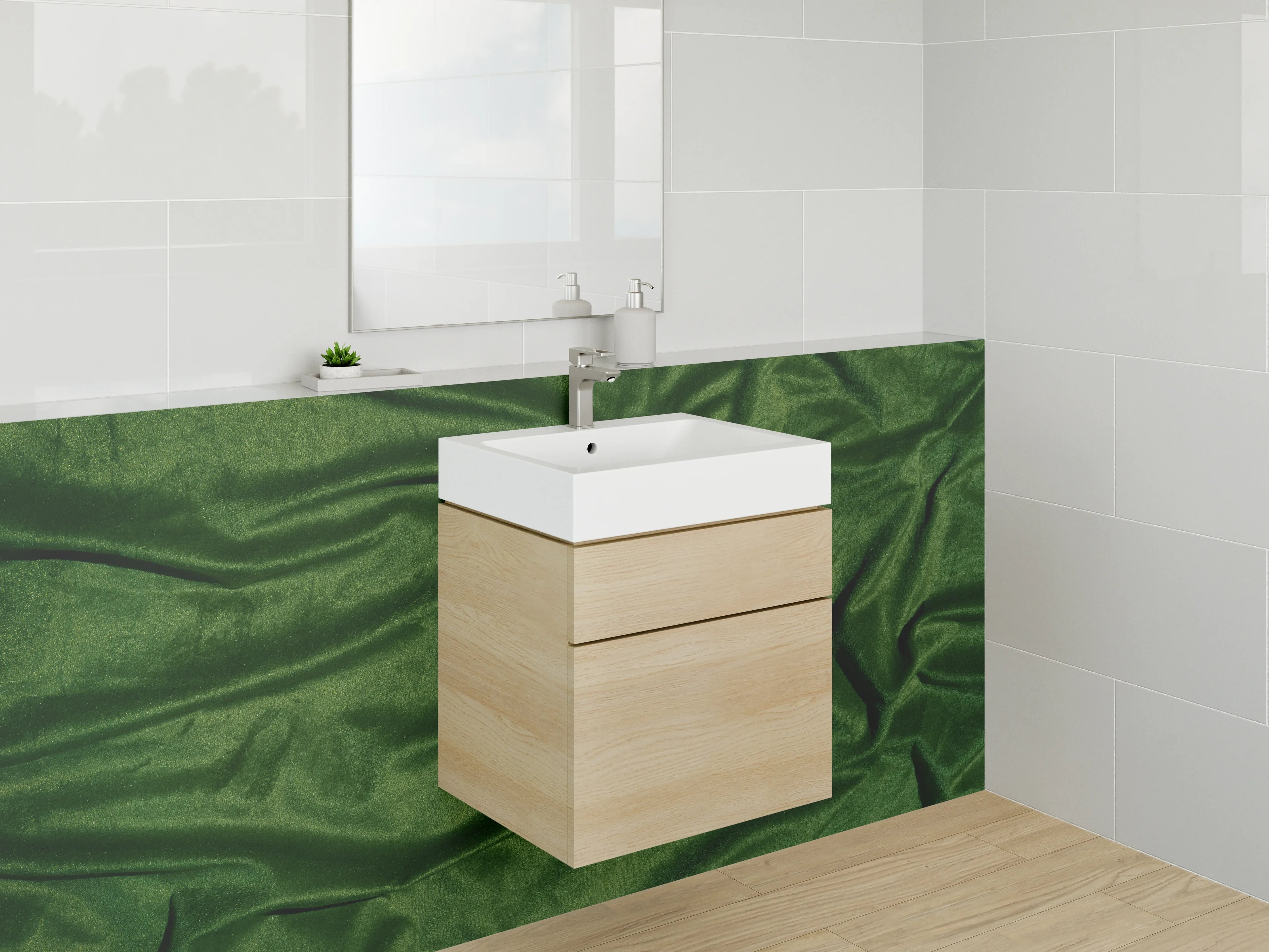 Waschbecken-Rückwand - Edler grüner Samt-Look