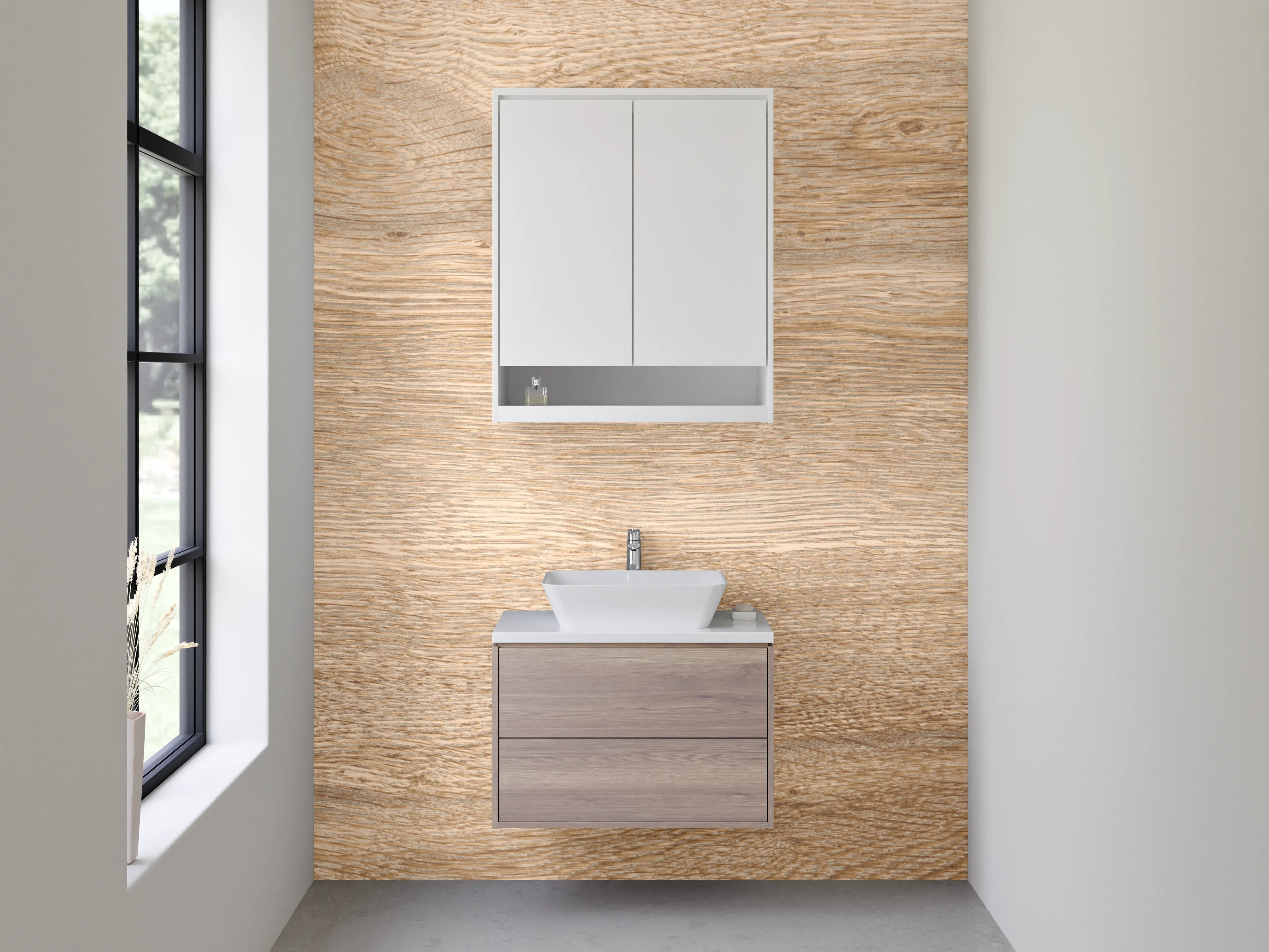 Waschbecken-Rückwand - Eiche Natur Holzoptik Dekorplatte