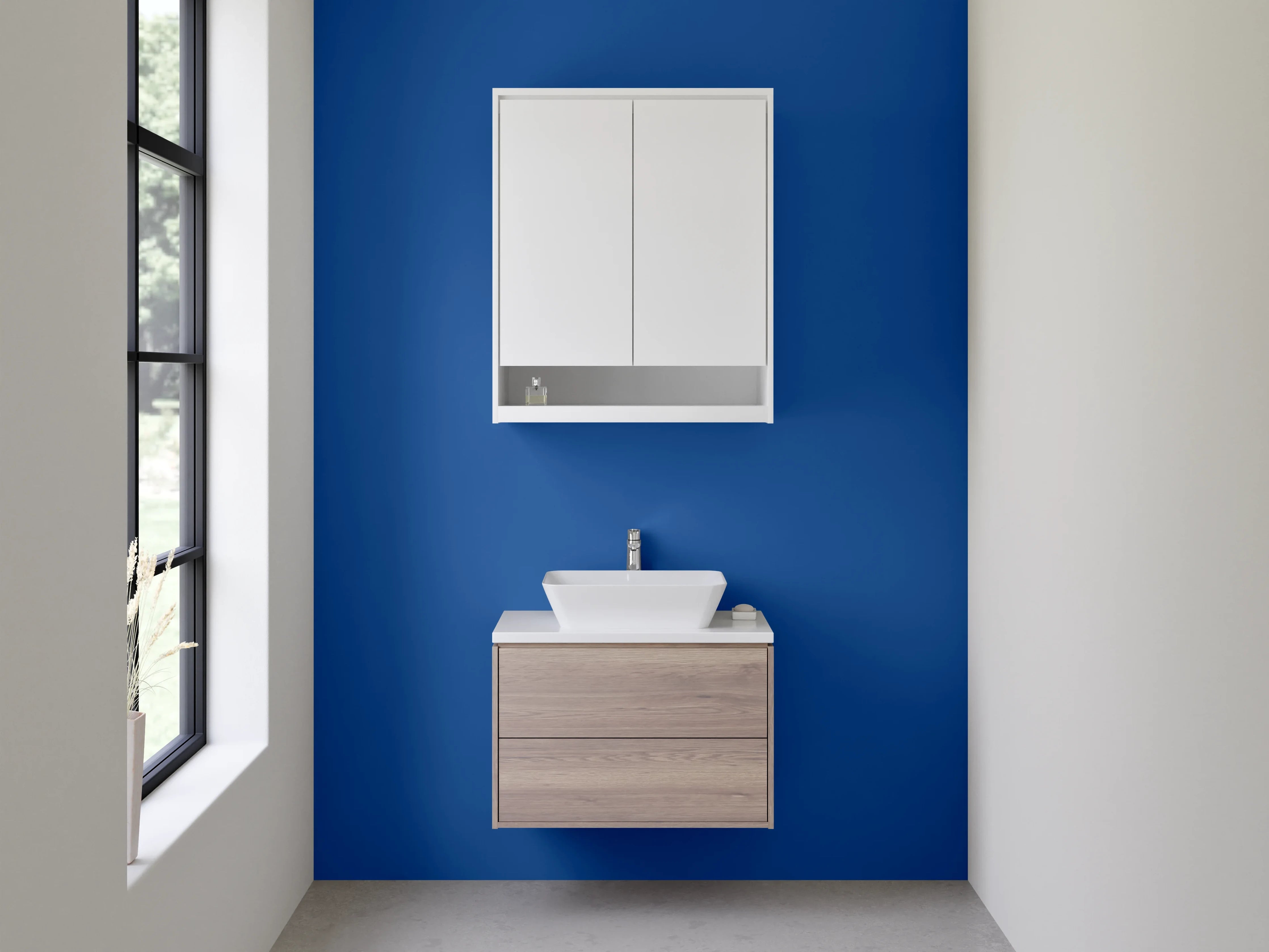 Waschbecken-Rückwand - Eisgrau im weißen Schimmer