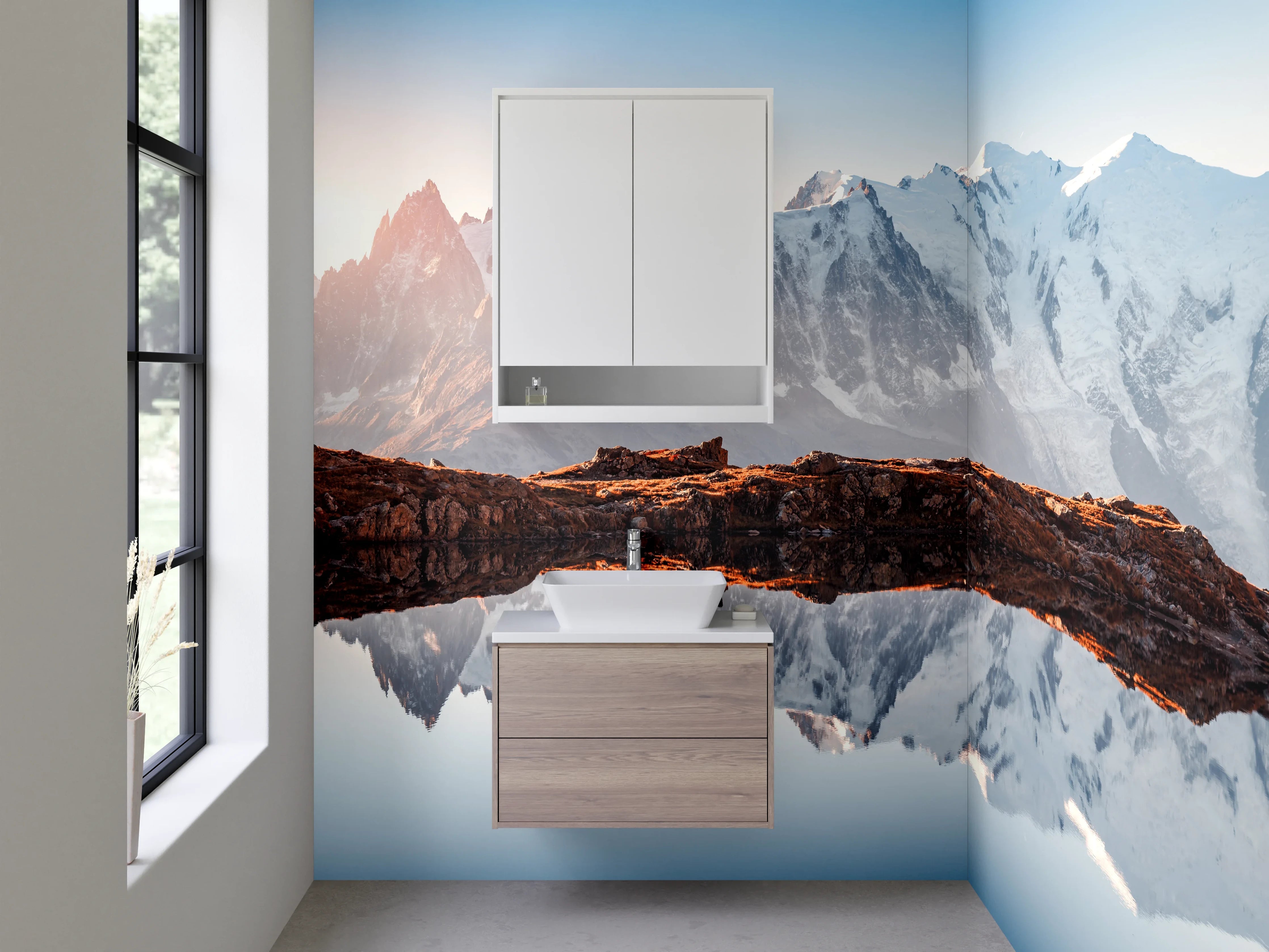 Waschbecken-Rückwand - Elegante Graunuancen für dein Bad
