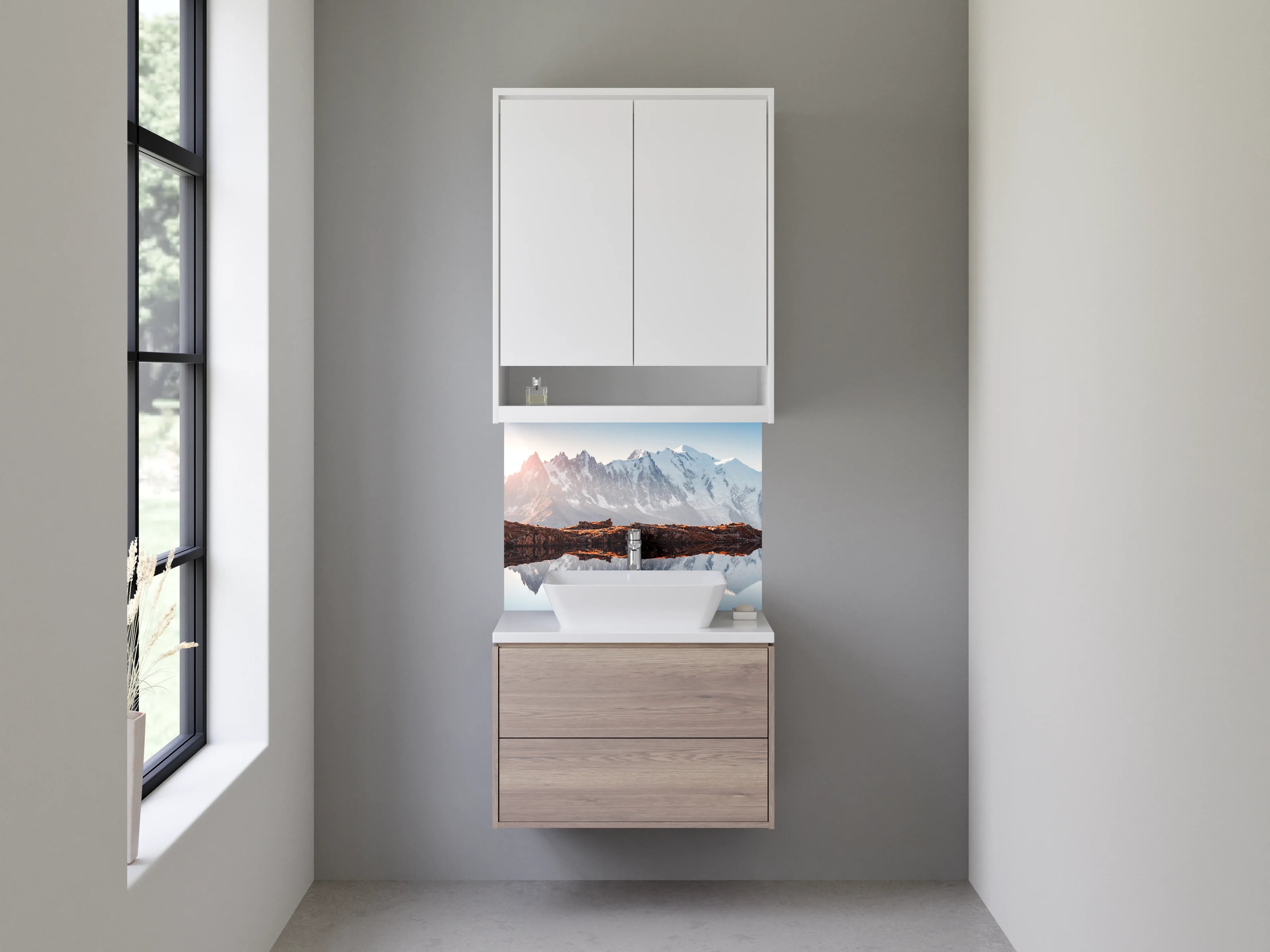 Waschbecken-Rückwand - Elegante Graunuancen für dein Bad