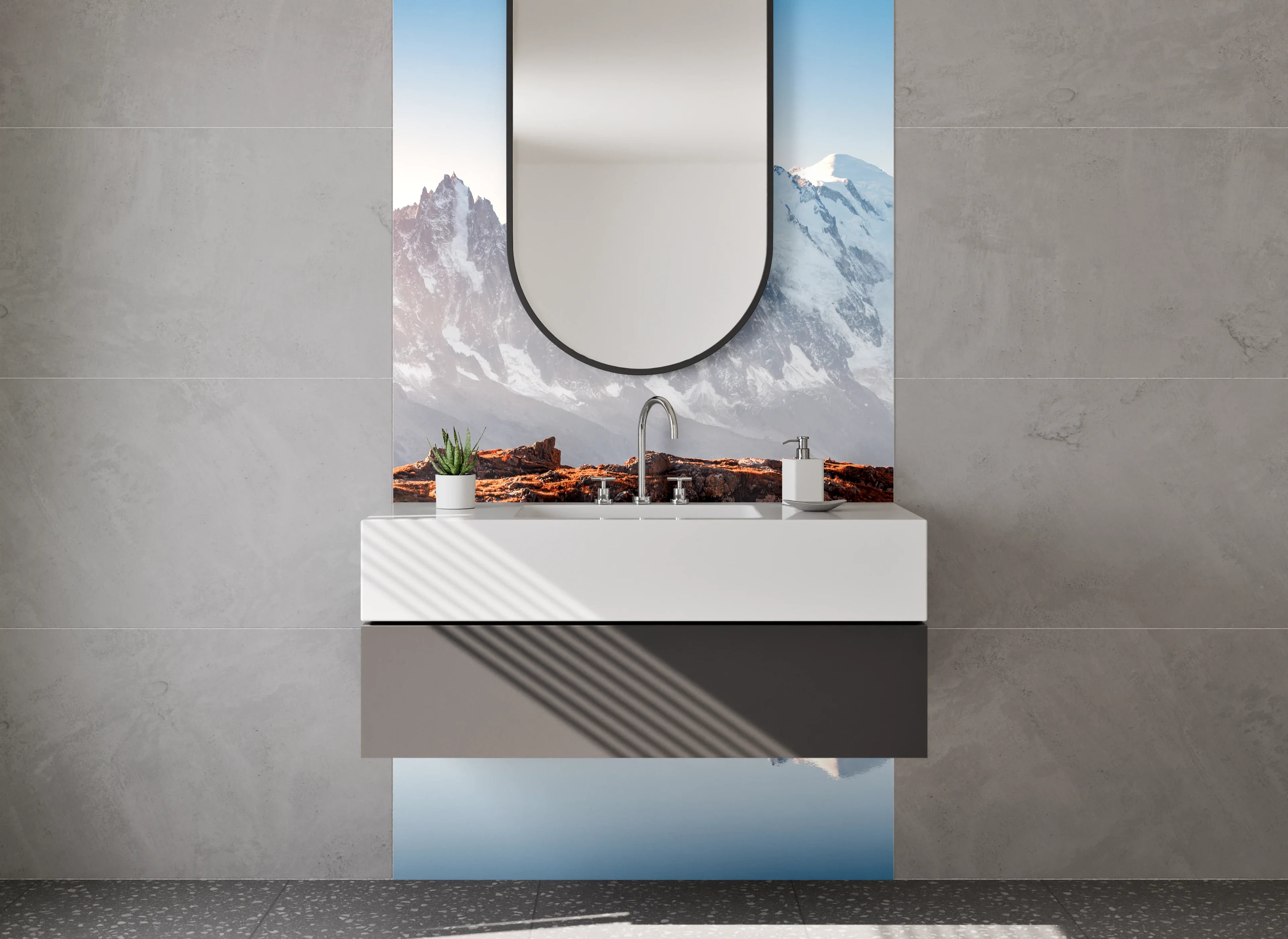 Waschbecken-Rückwand - Elegante Graunuancen für dein Bad