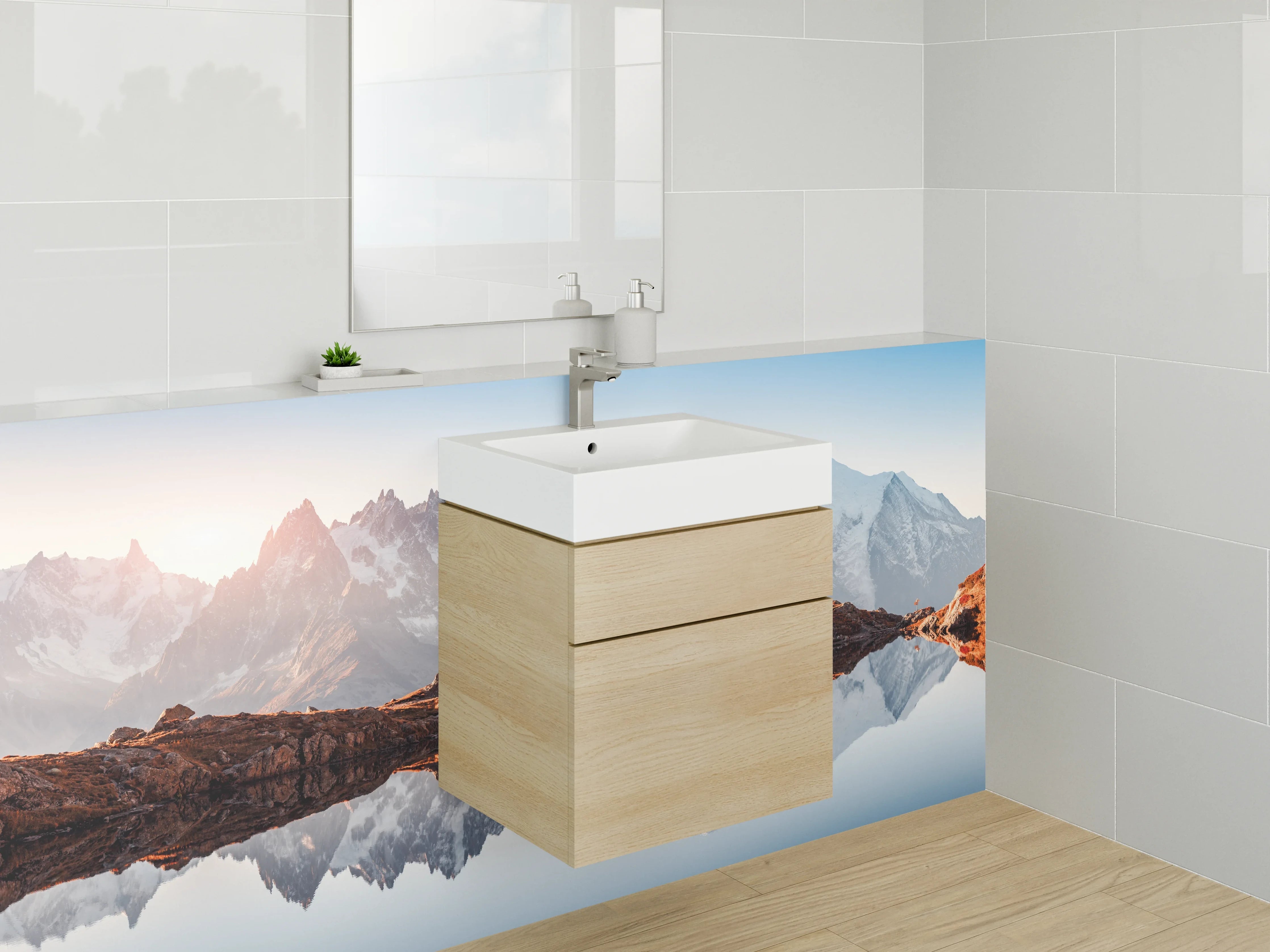 Waschbecken-Rückwand - Elegante Graunuancen für dein Bad