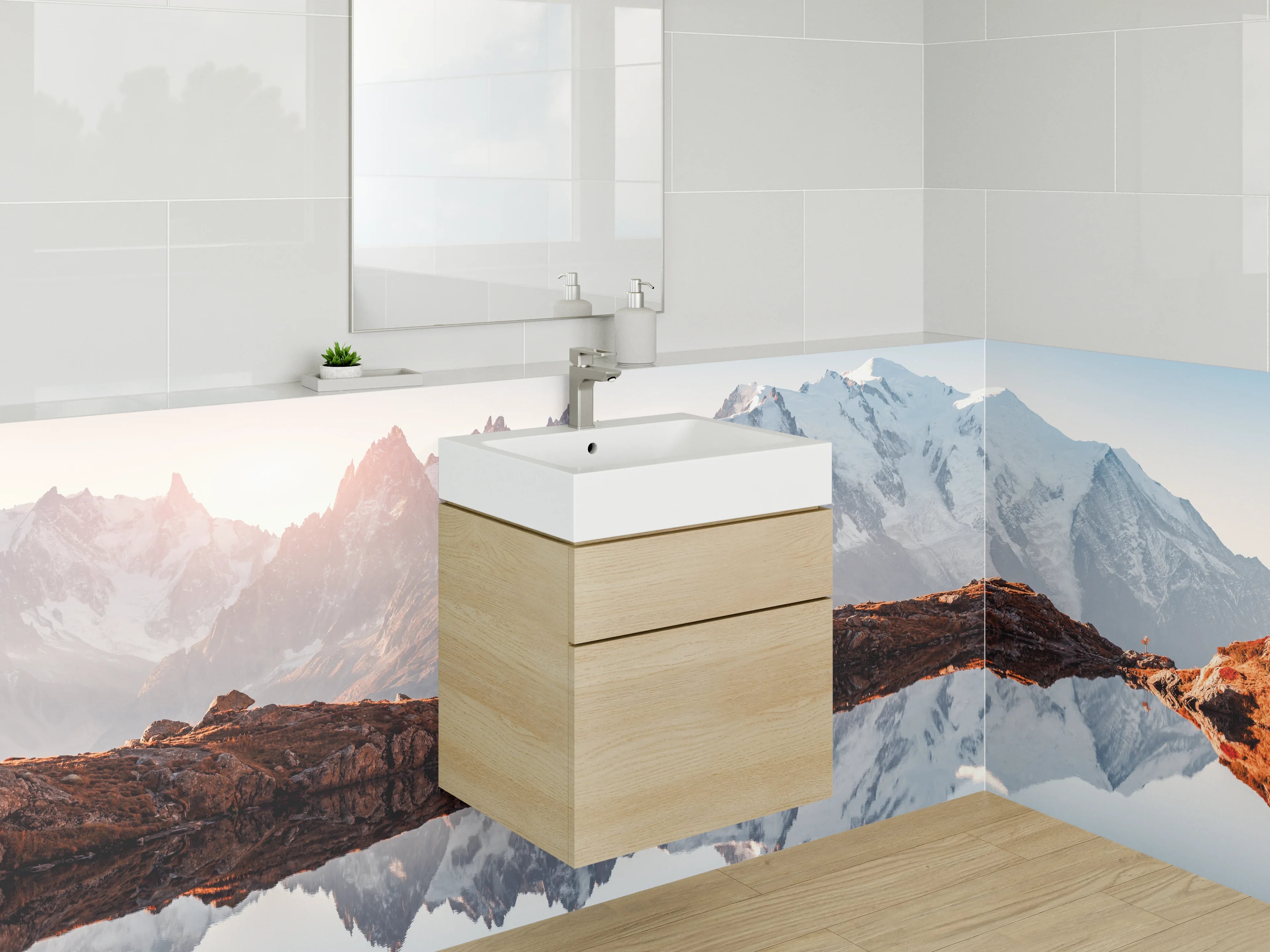 Waschbecken-Rückwand - Elegante Graunuancen für dein Bad