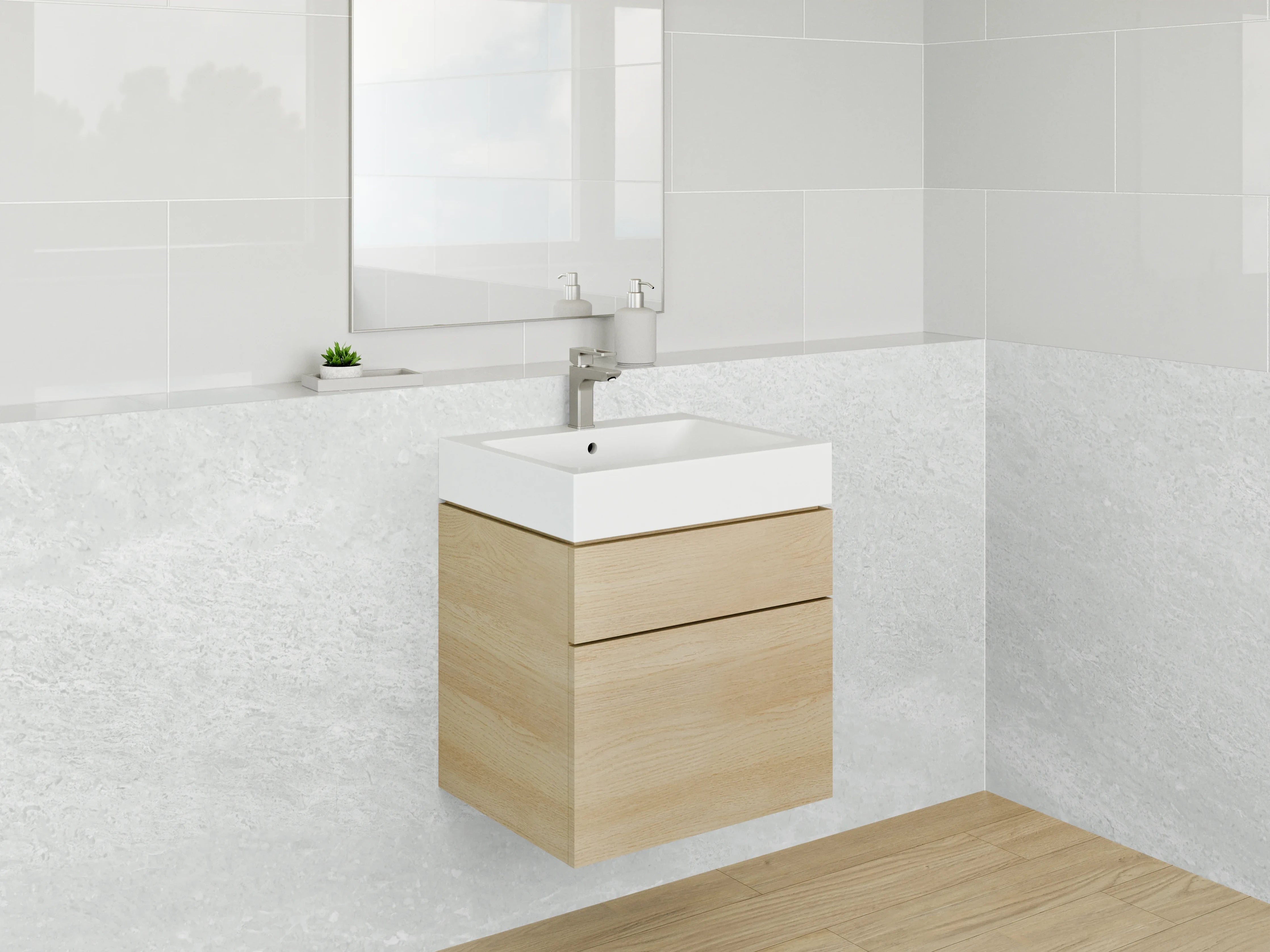 Waschbecken-Rückwand - Elegante Grauschattierungen auf weißem Marmor