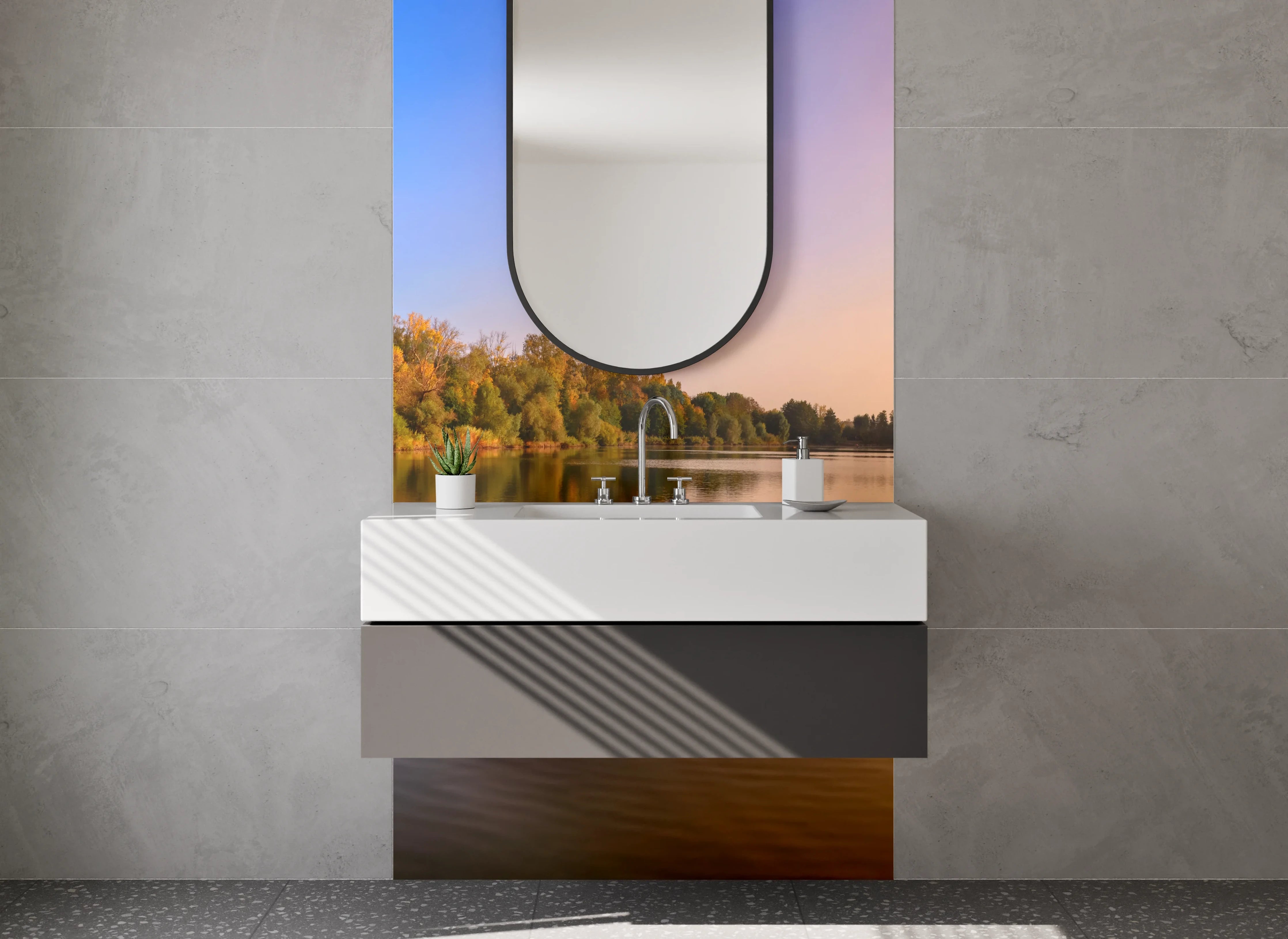 Waschbecken-Rückwand - Elegante Grautöne für Dein Bad Design