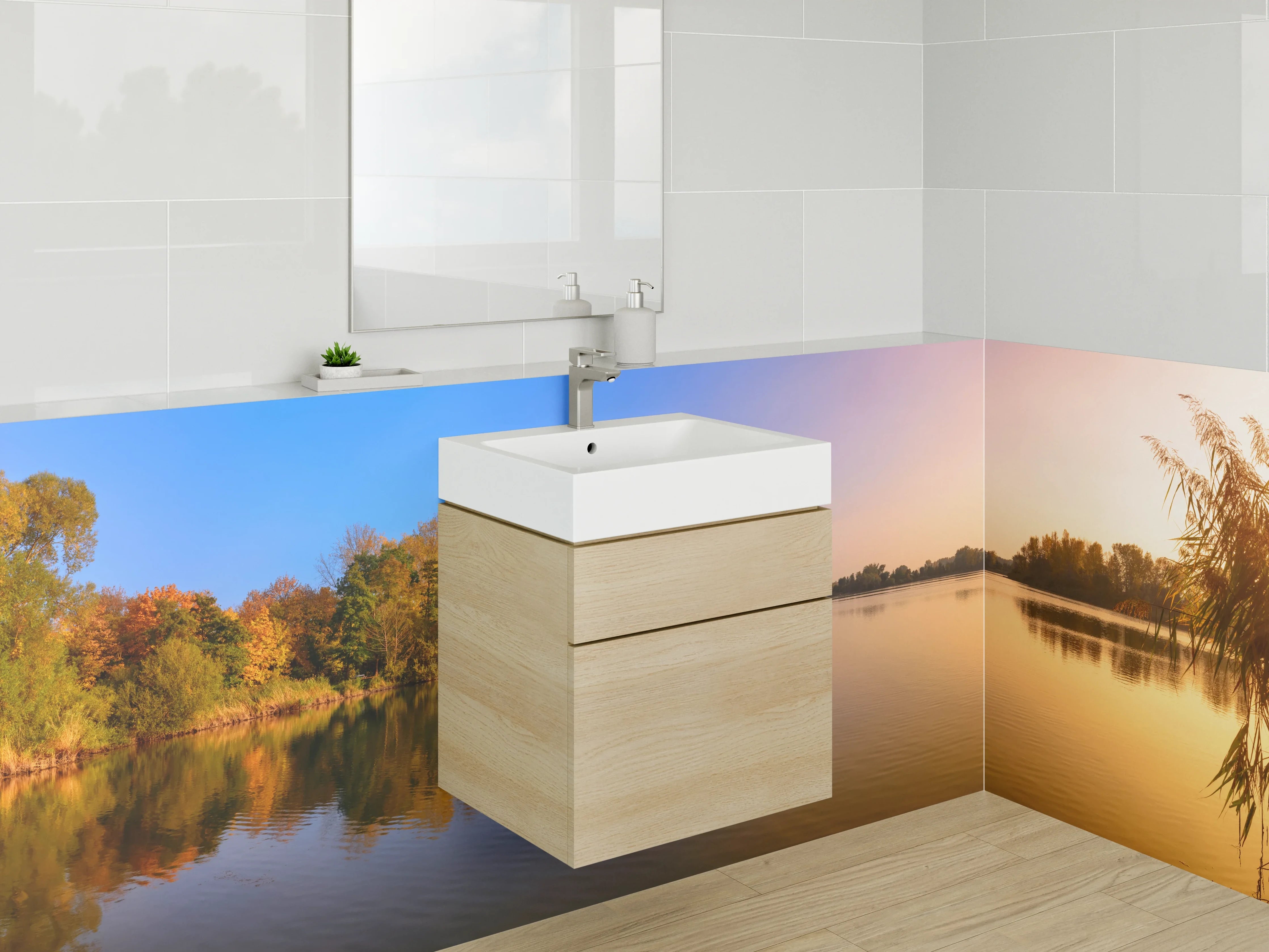 Waschbecken-Rückwand - Elegante Grautöne für Dein Bad Design