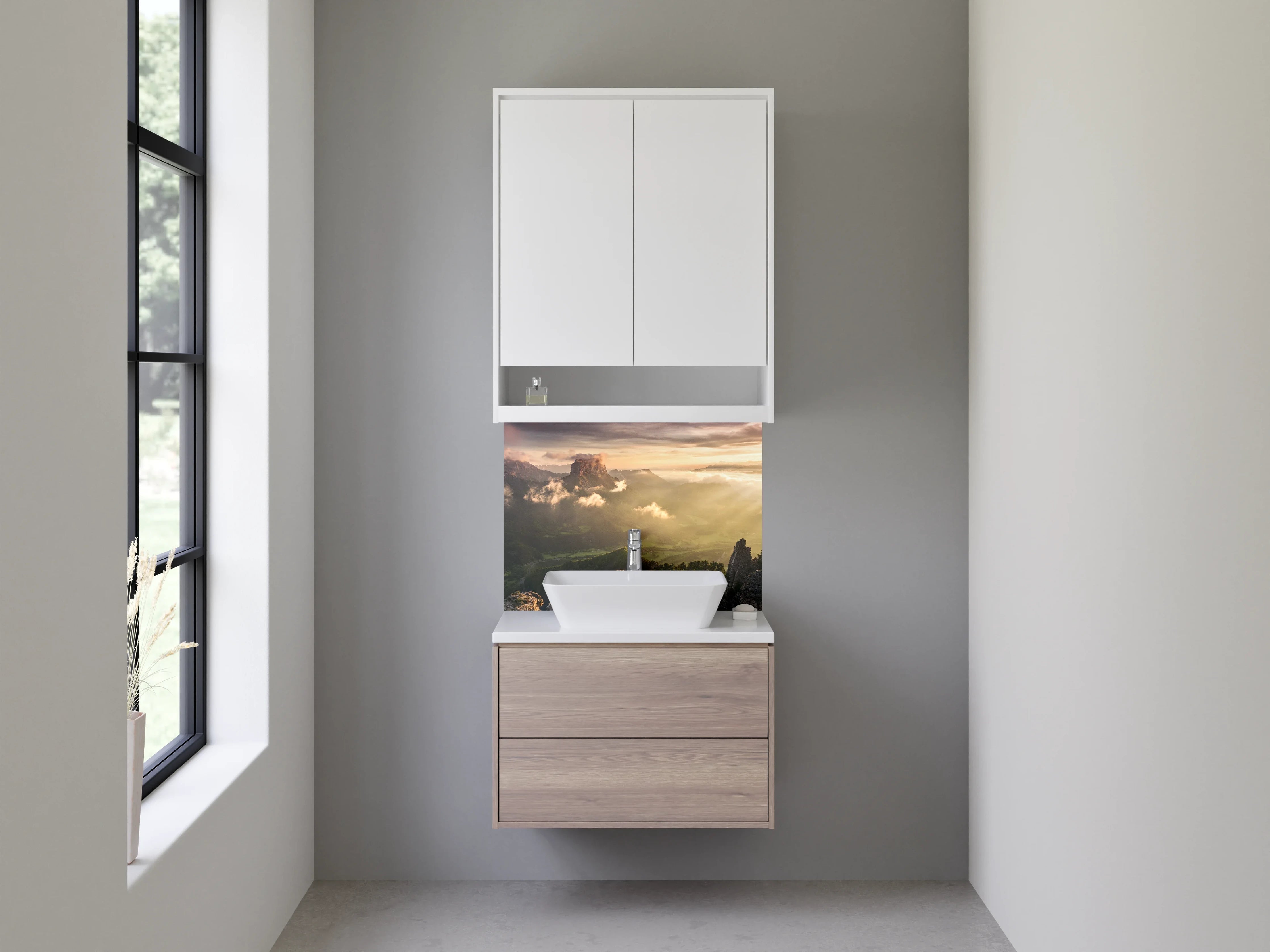 Waschbecken-Rückwand - Elegante Grautöne für Ihre Waschrückwand