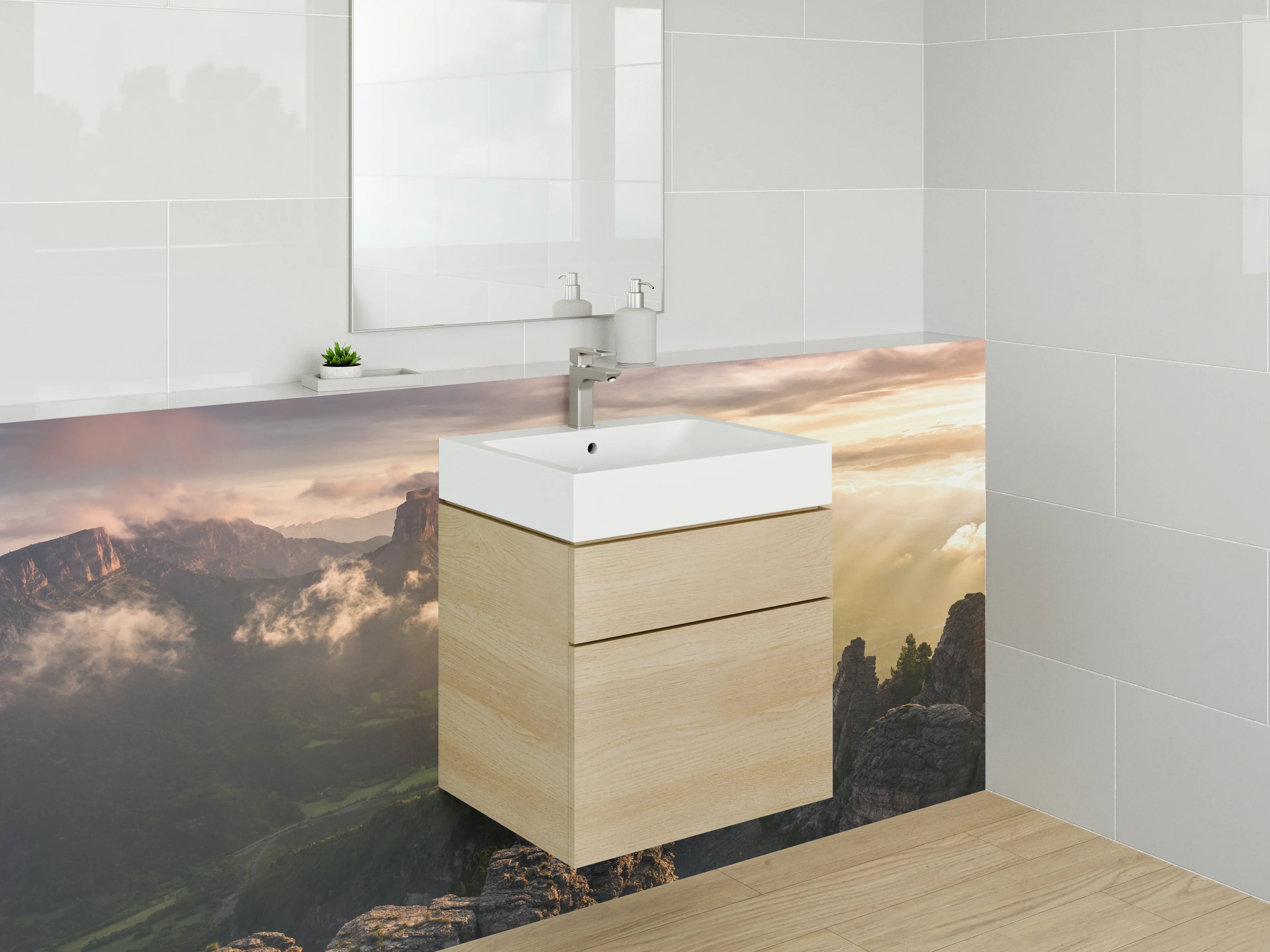 Waschbecken-Rückwand - Elegante Grautöne für Ihre Waschrückwand