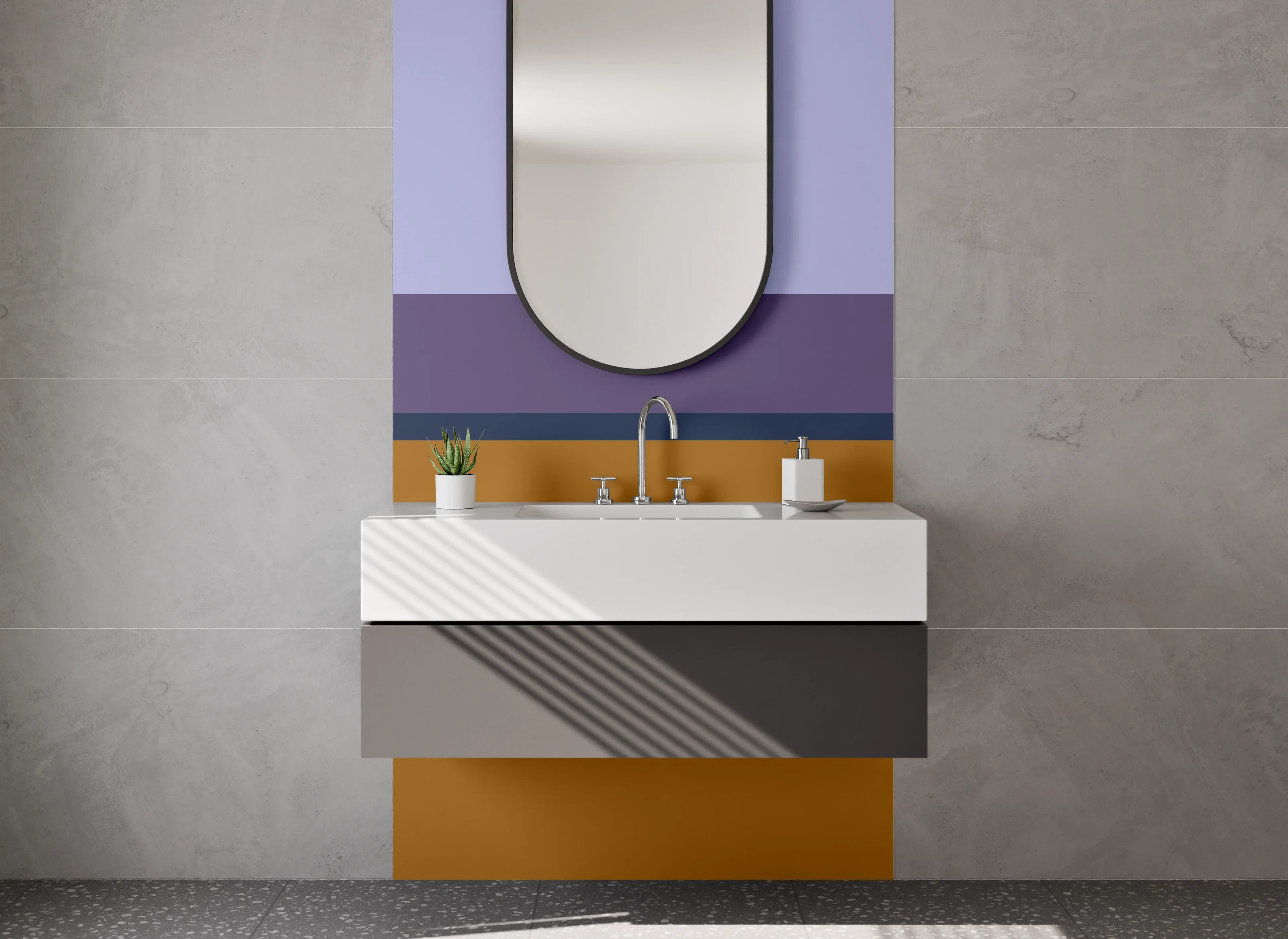 Waschbecken-Rückwand - Elegante Grautöne für dein Badezubehör