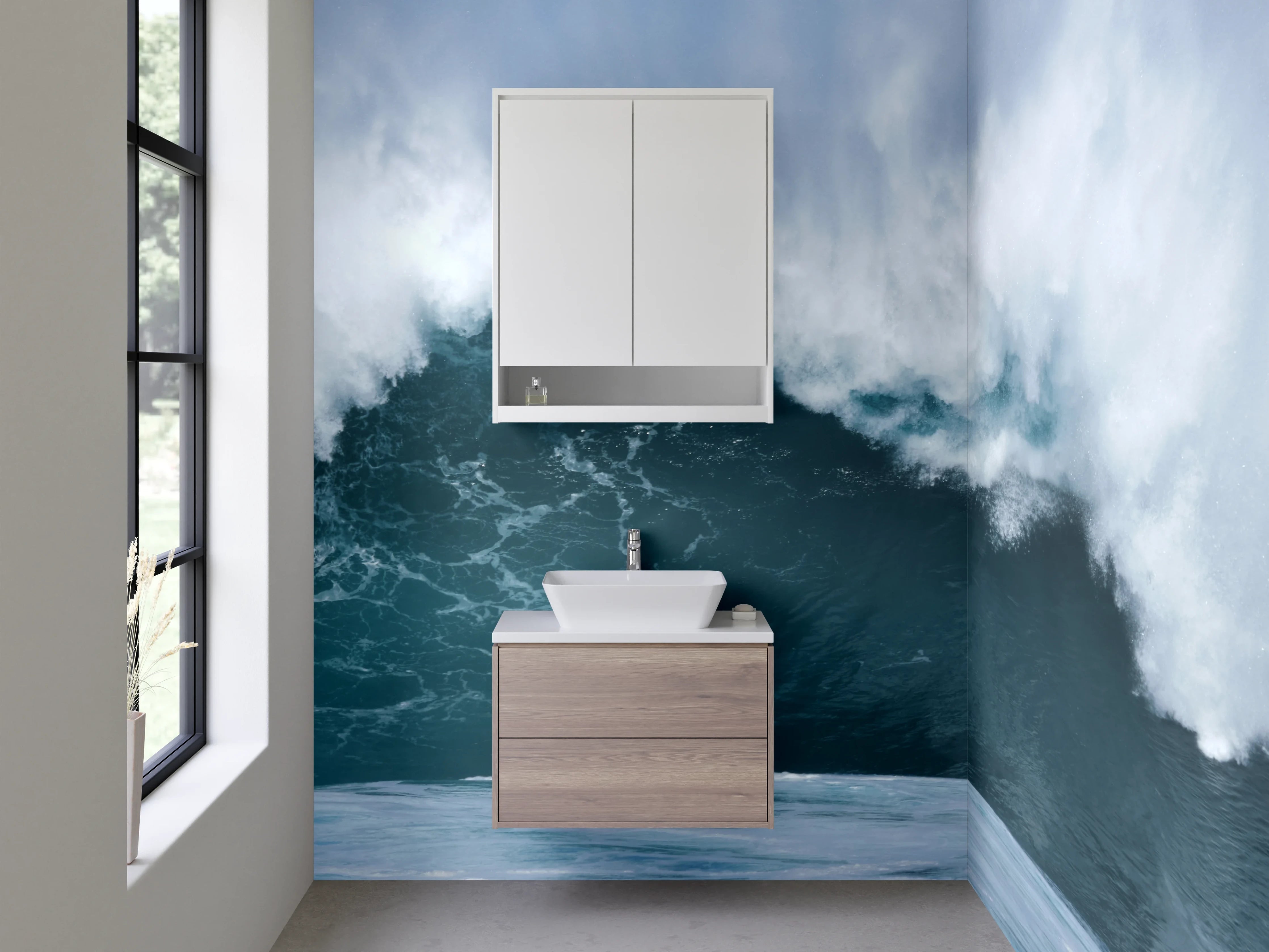 Waschbecken-Rückwand - Elegante Grautöne für deine Badezimmer-Wand