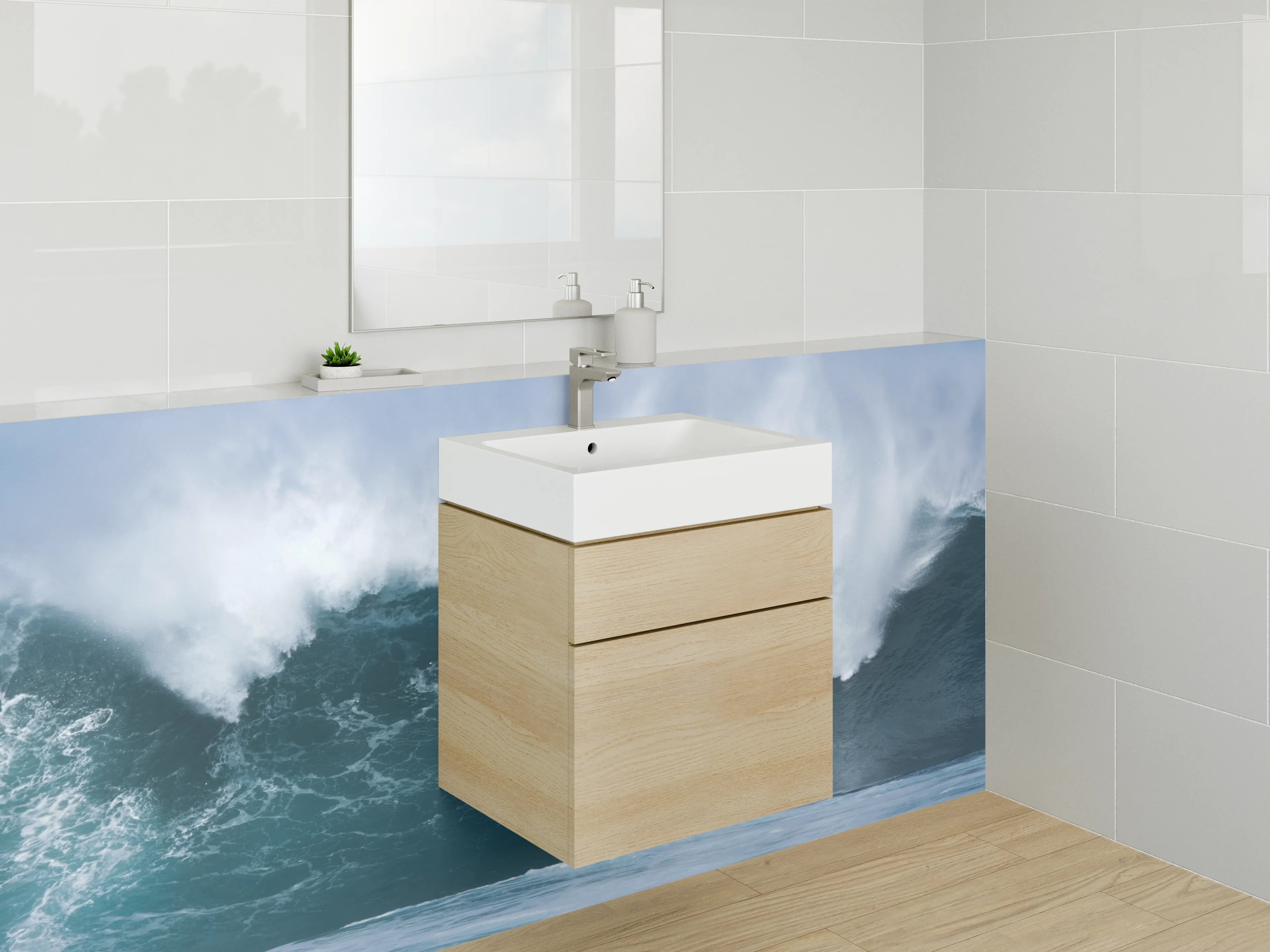 Waschbecken-Rückwand - Elegante Grautöne für deine Badezimmer-Wand