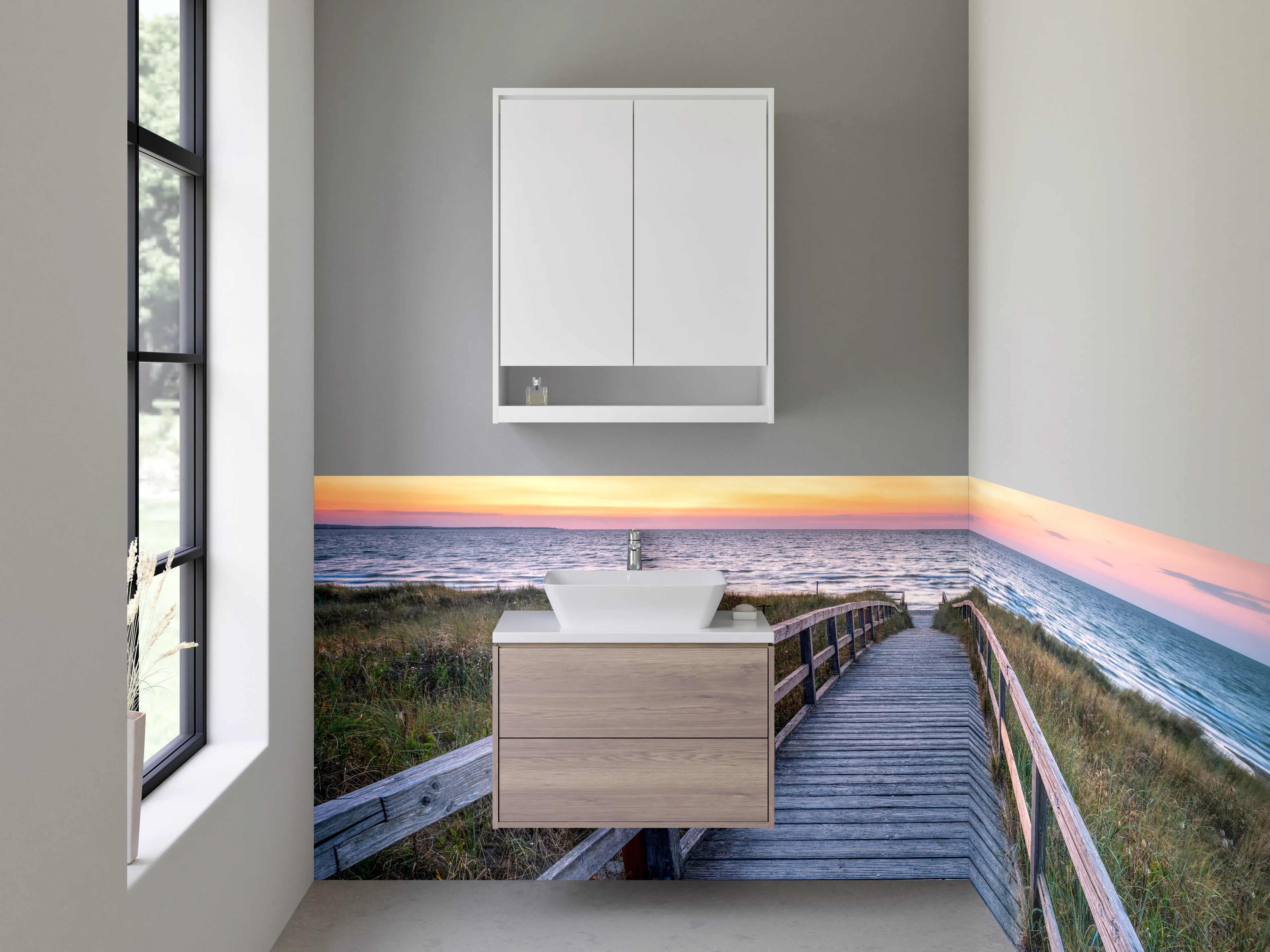 Waschbecken-Rückwand - Elegante Grautöne für moderne Bad-Rückwände