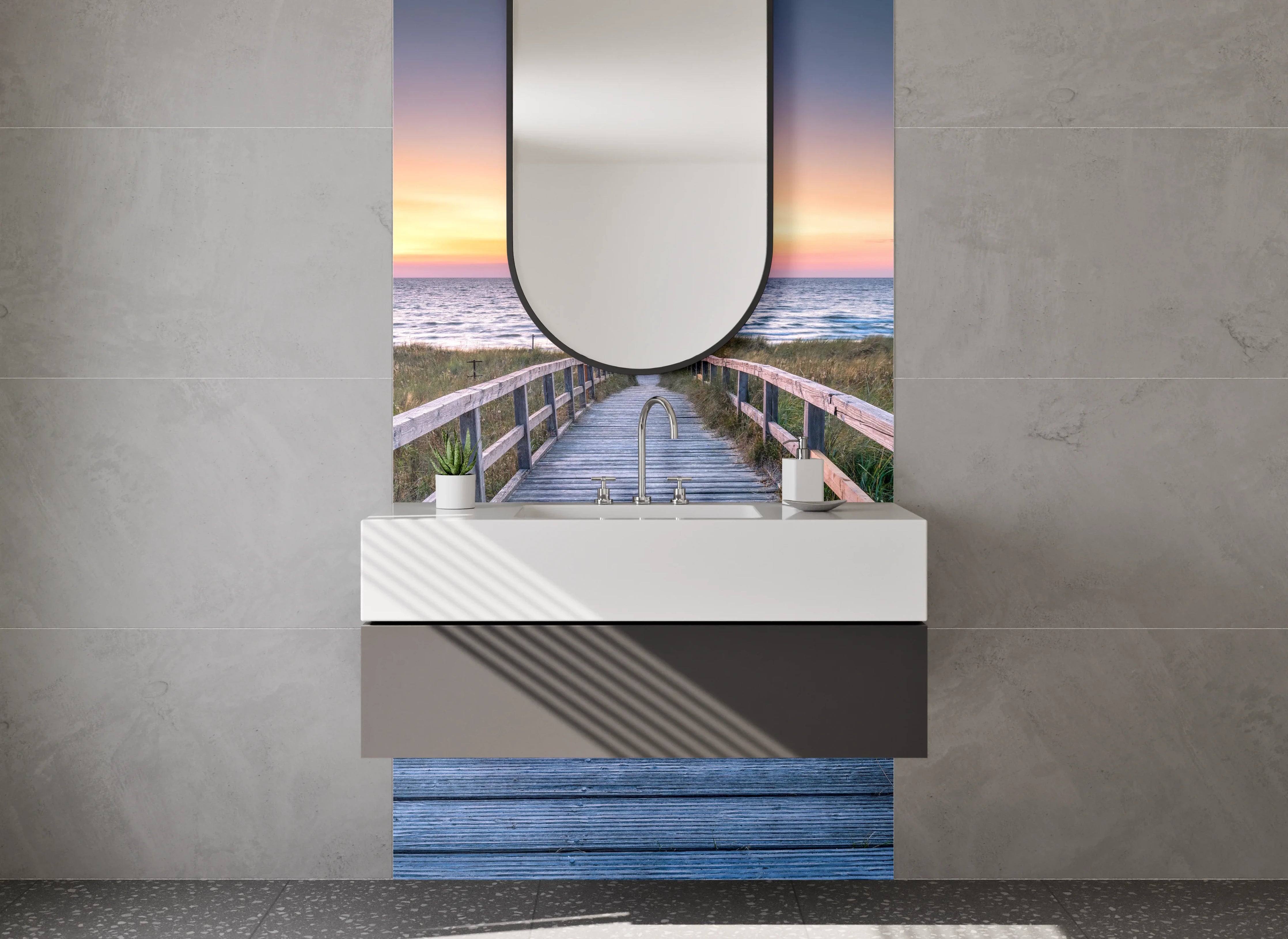 Waschbecken-Rückwand - Elegante Grautöne für moderne Bad-Rückwände
