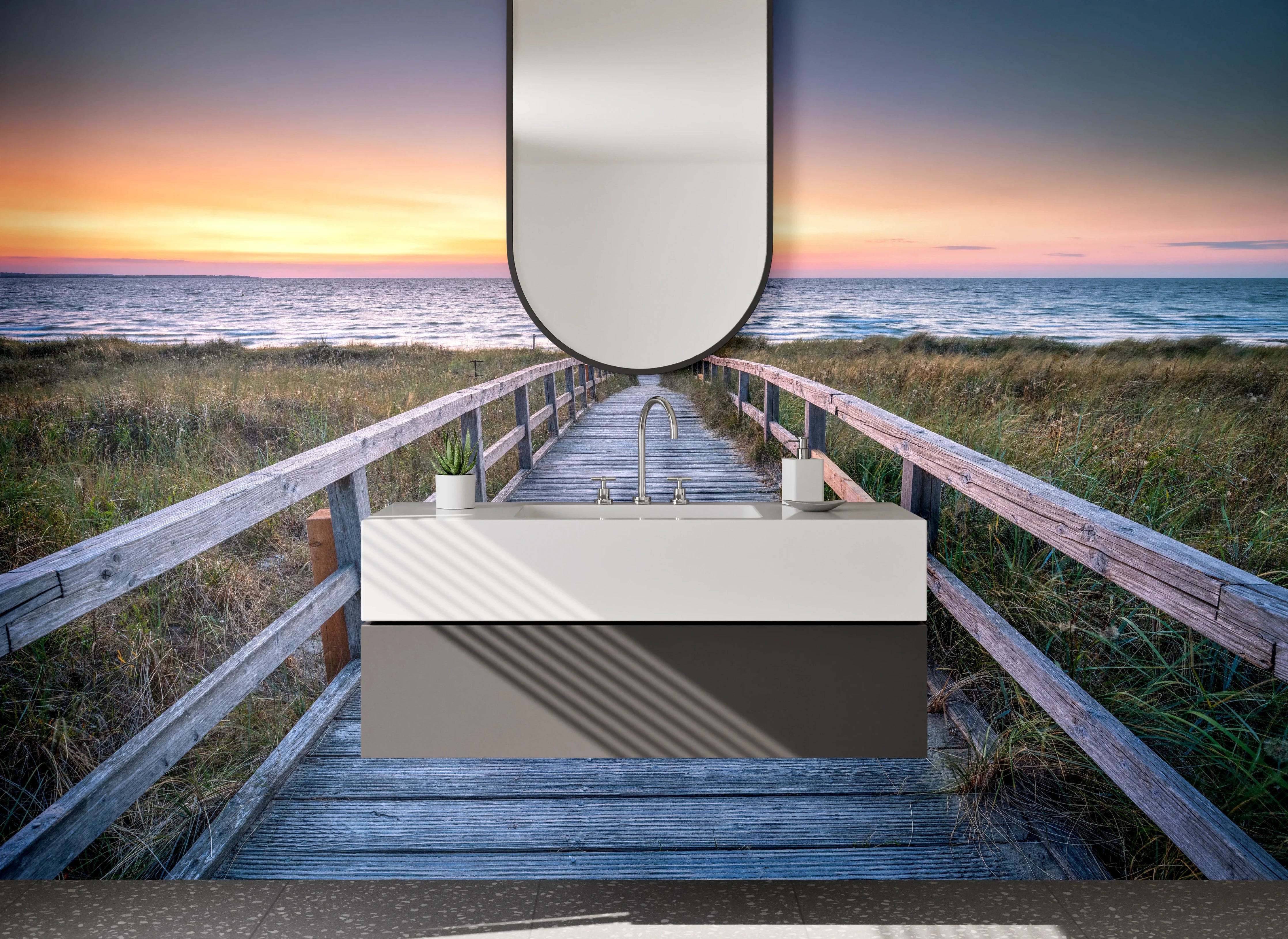 Waschbecken-Rückwand - Elegante Grautöne für moderne Bad-Rückwände