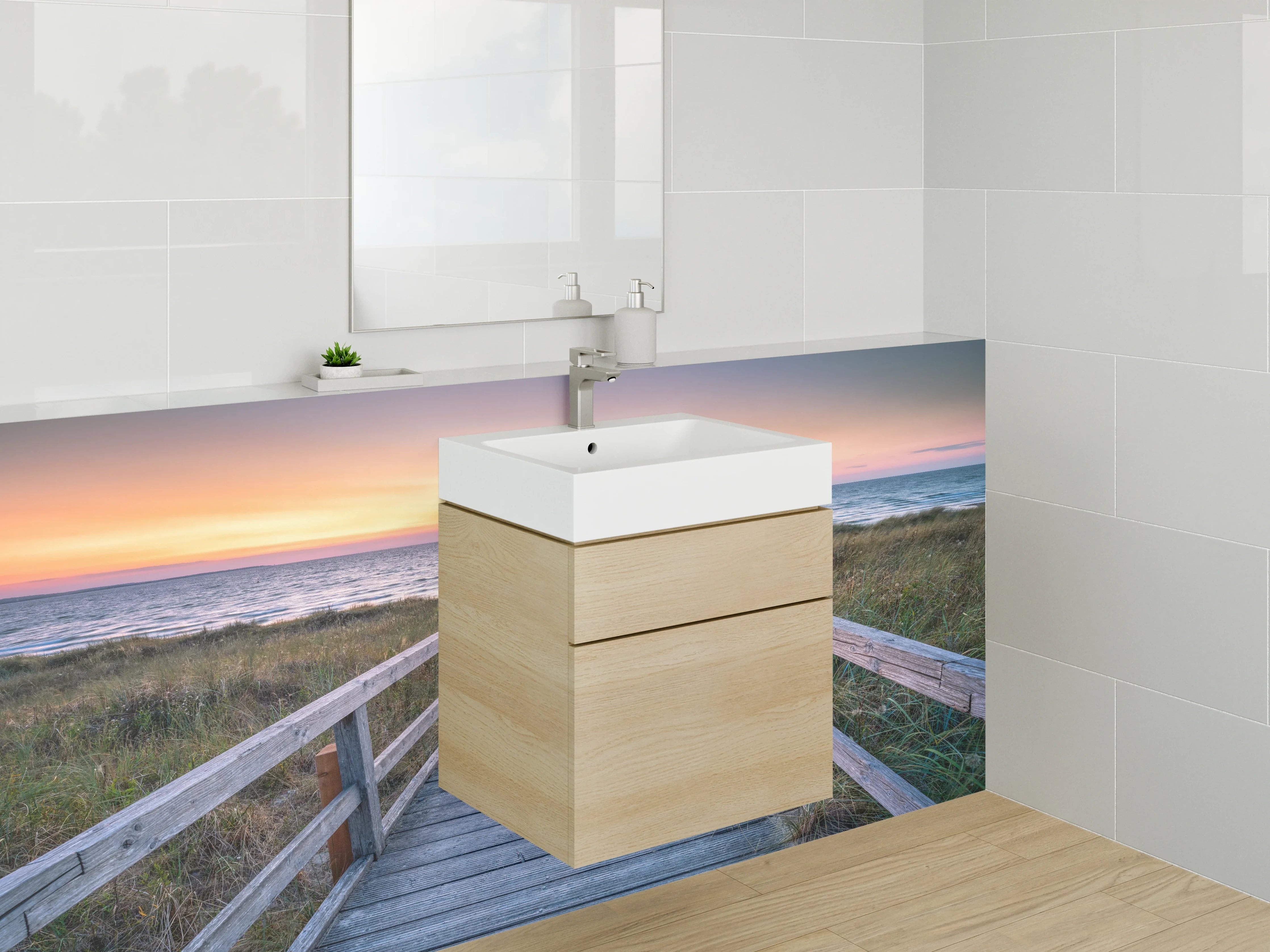 Waschbecken-Rückwand - Elegante Grautöne für moderne Bad-Rückwände
