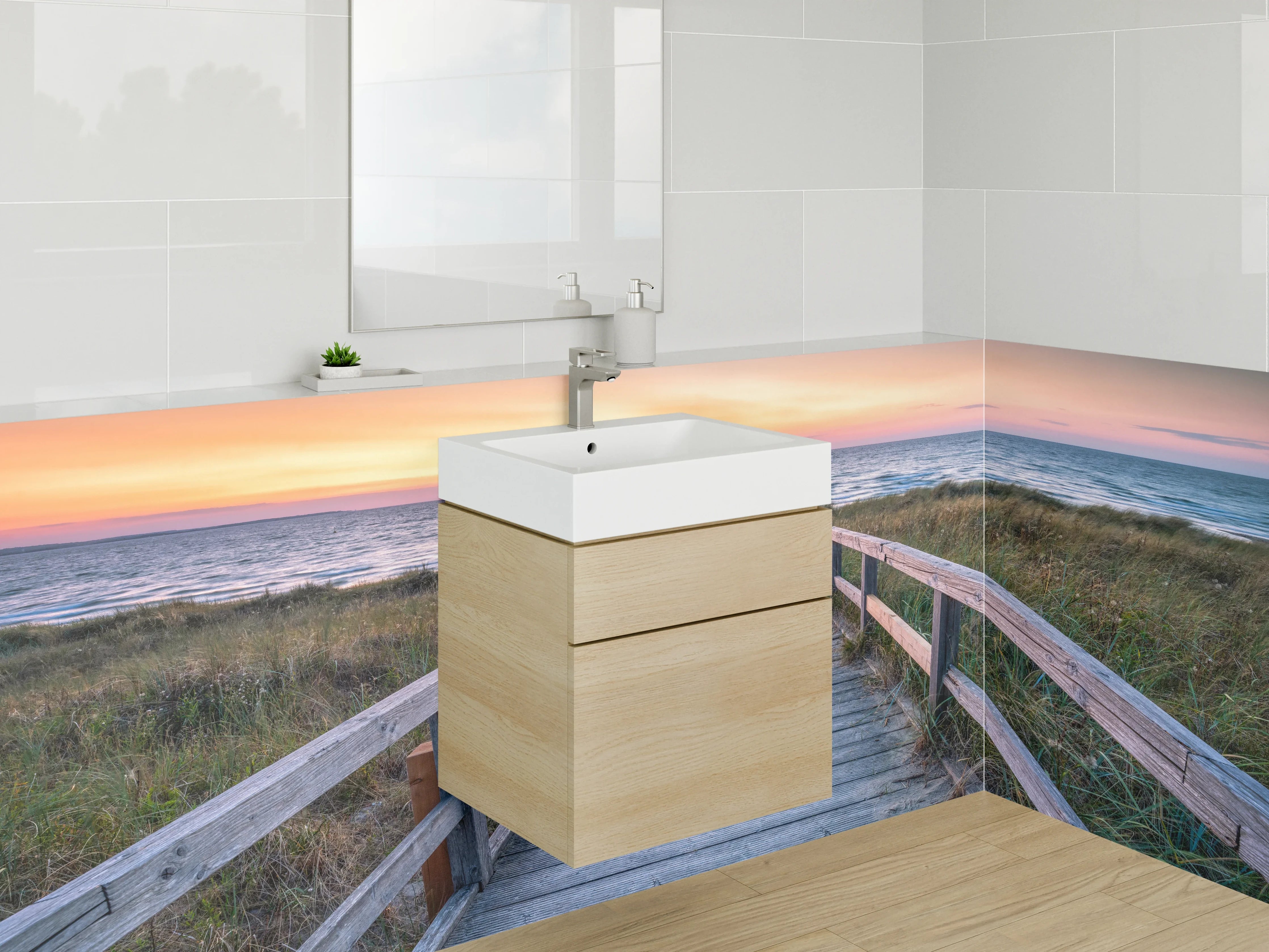 Waschbecken-Rückwand - Elegante Grautöne für moderne Bad-Rückwände