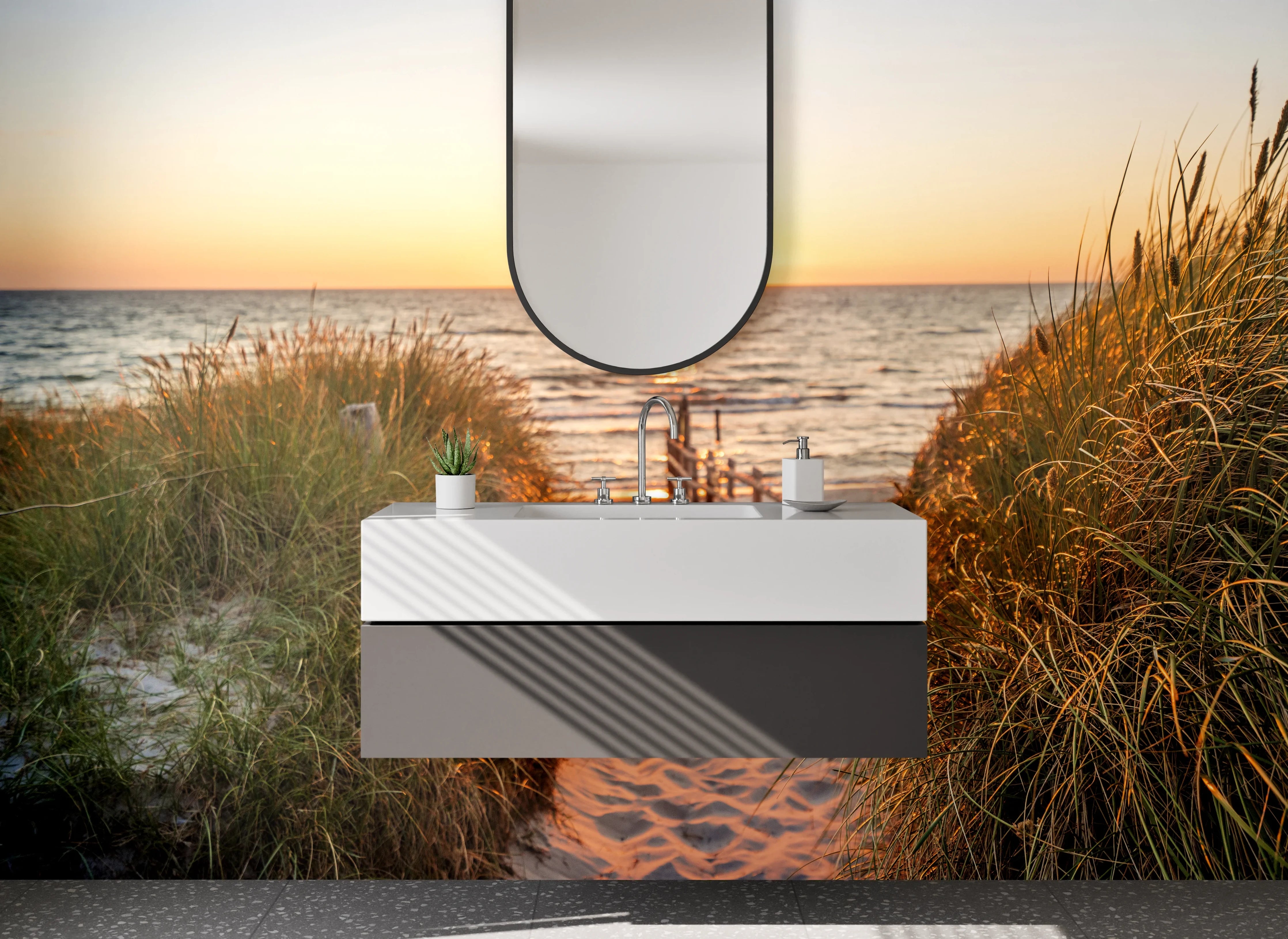 Waschbecken-Rückwand - Elegante Grautöne für moderne Waschrückwände