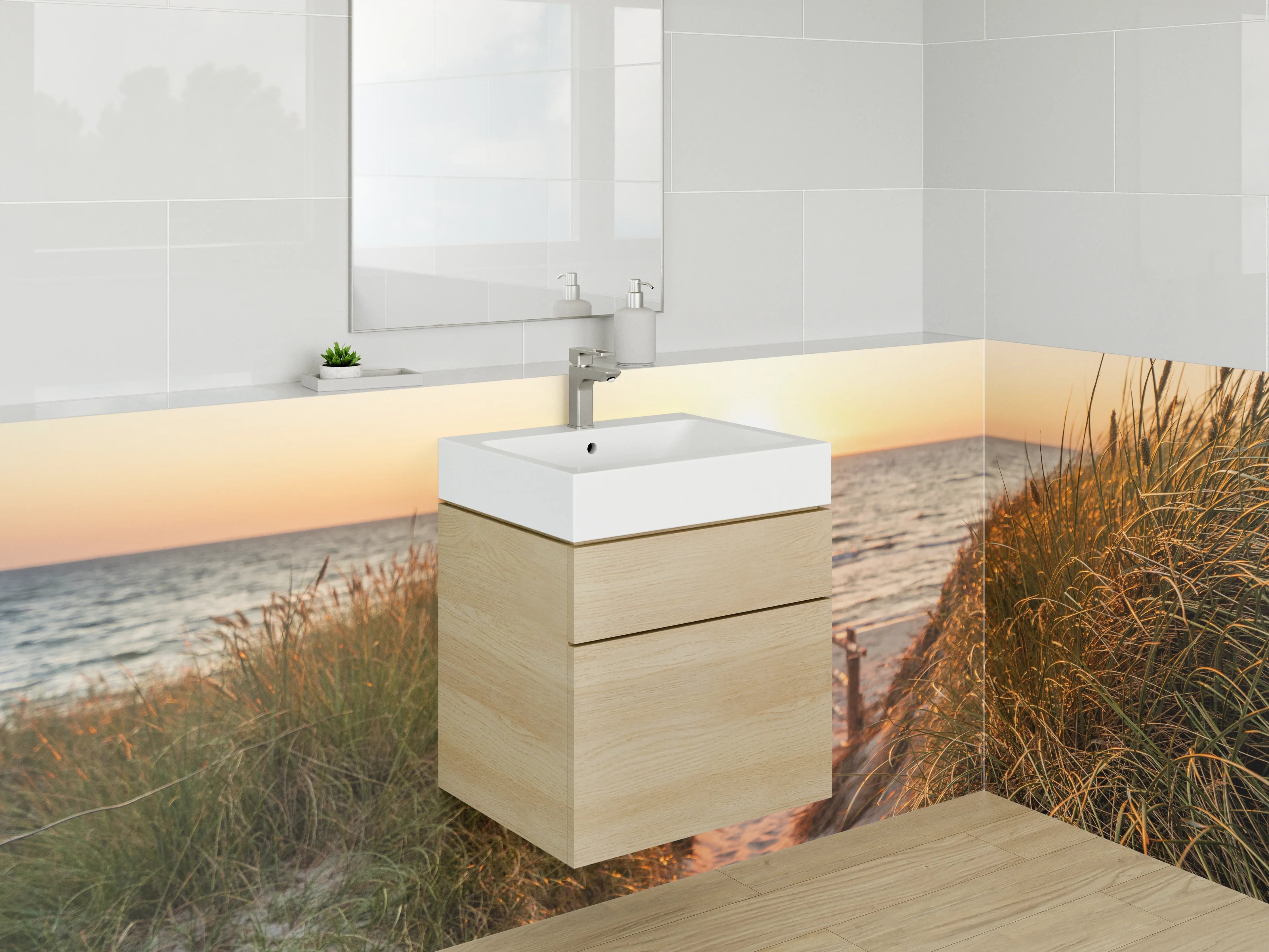 Waschbecken-Rückwand - Elegante Grautöne für moderne Waschrückwände