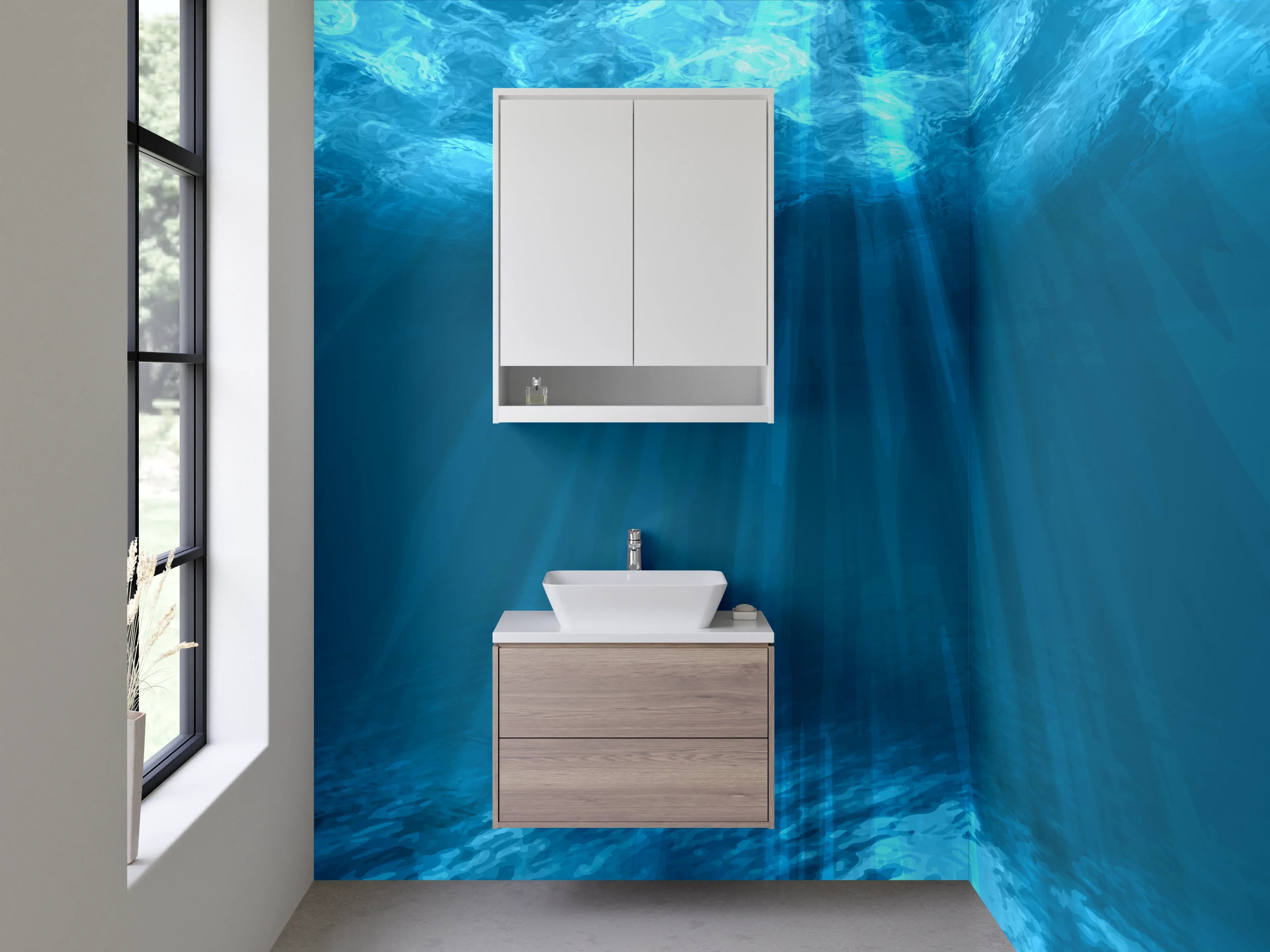 Waschbecken-Rückwand - Elegante Grautöne für zeitlose Badgestaltung