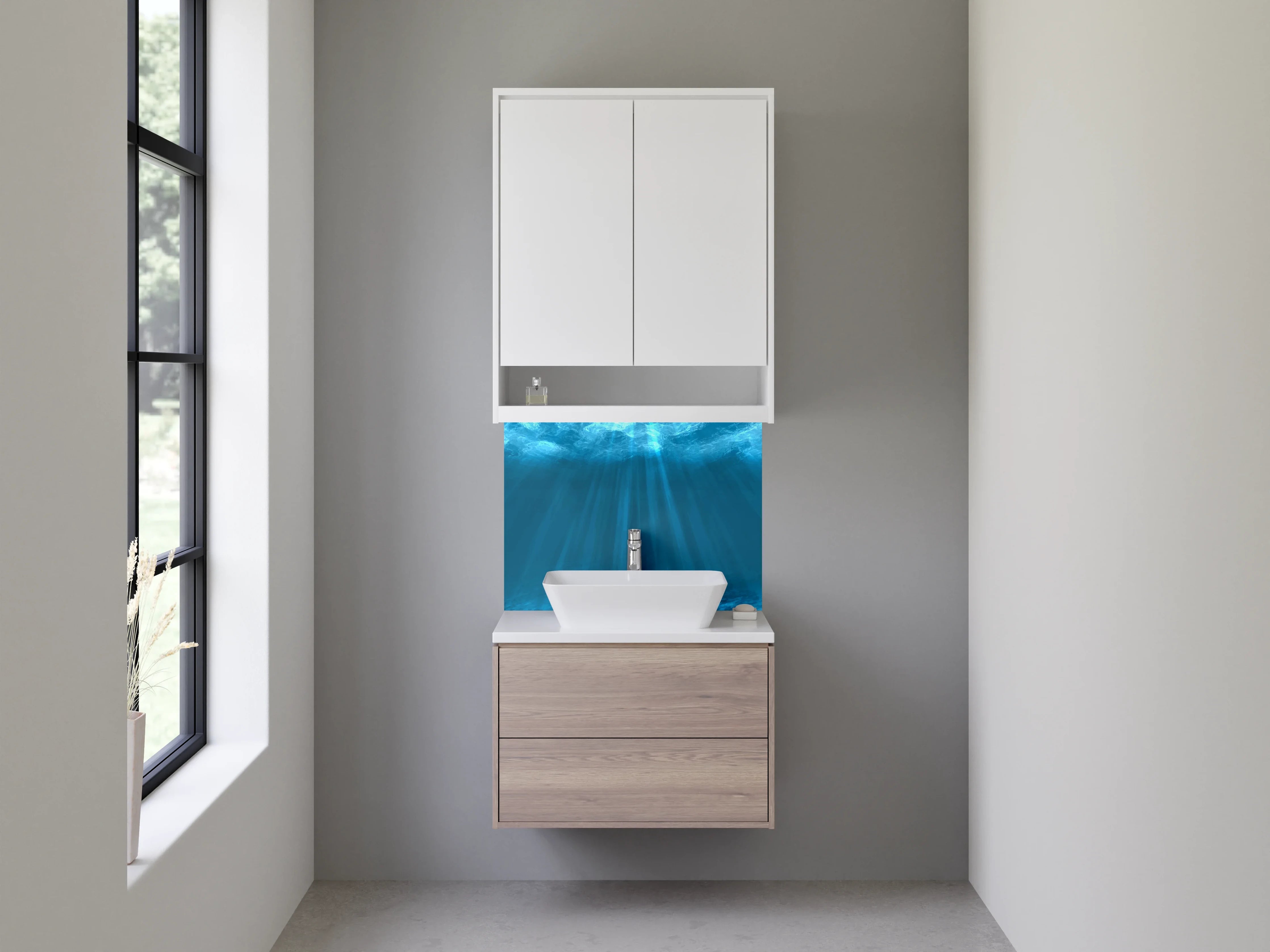 Waschbecken-Rückwand - Elegante Grautöne für zeitlose Badgestaltung