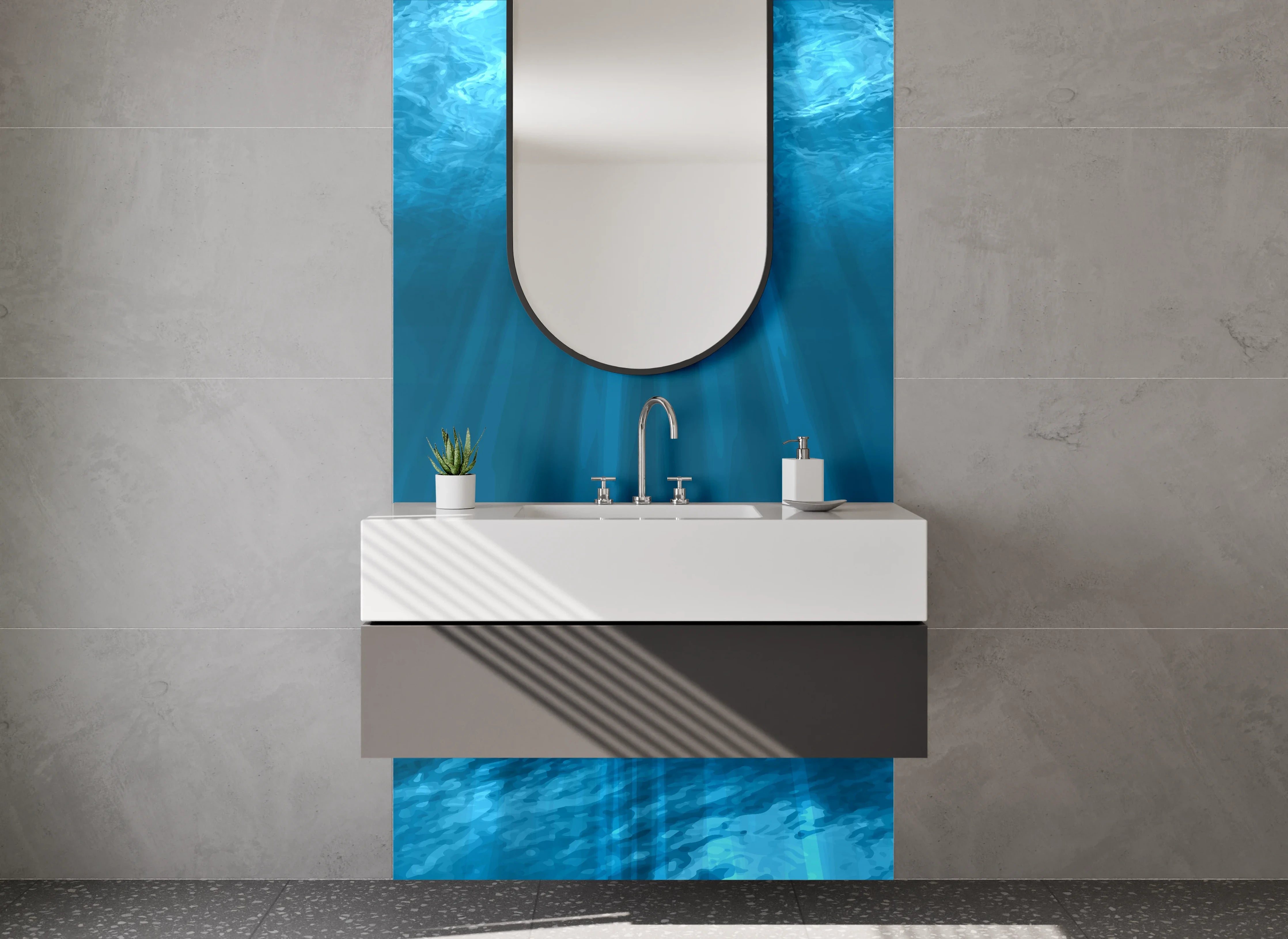 Waschbecken-Rückwand - Elegante Grautöne für zeitlose Badgestaltung