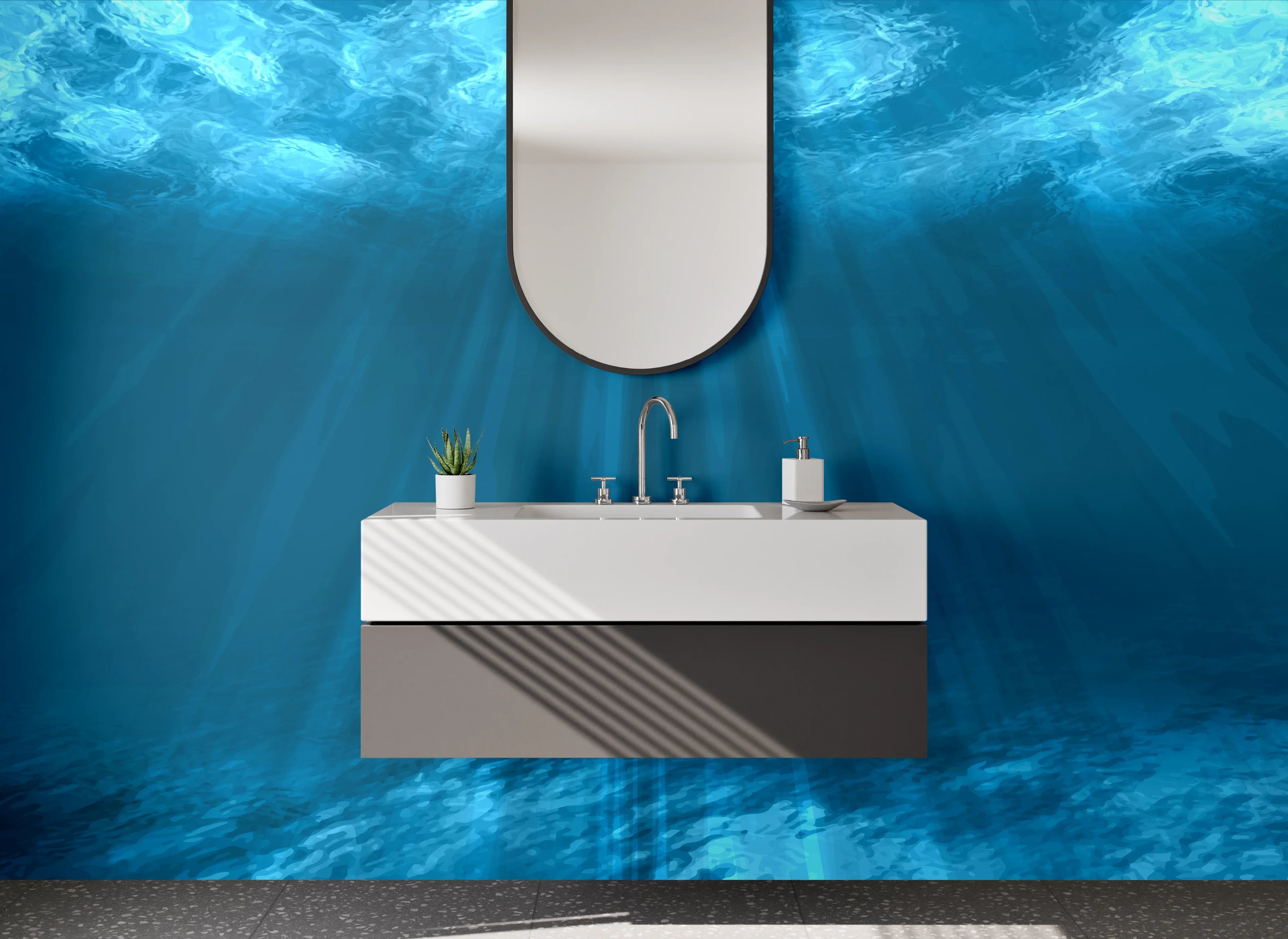 Waschbecken-Rückwand - Elegante Grautöne für zeitlose Badgestaltung