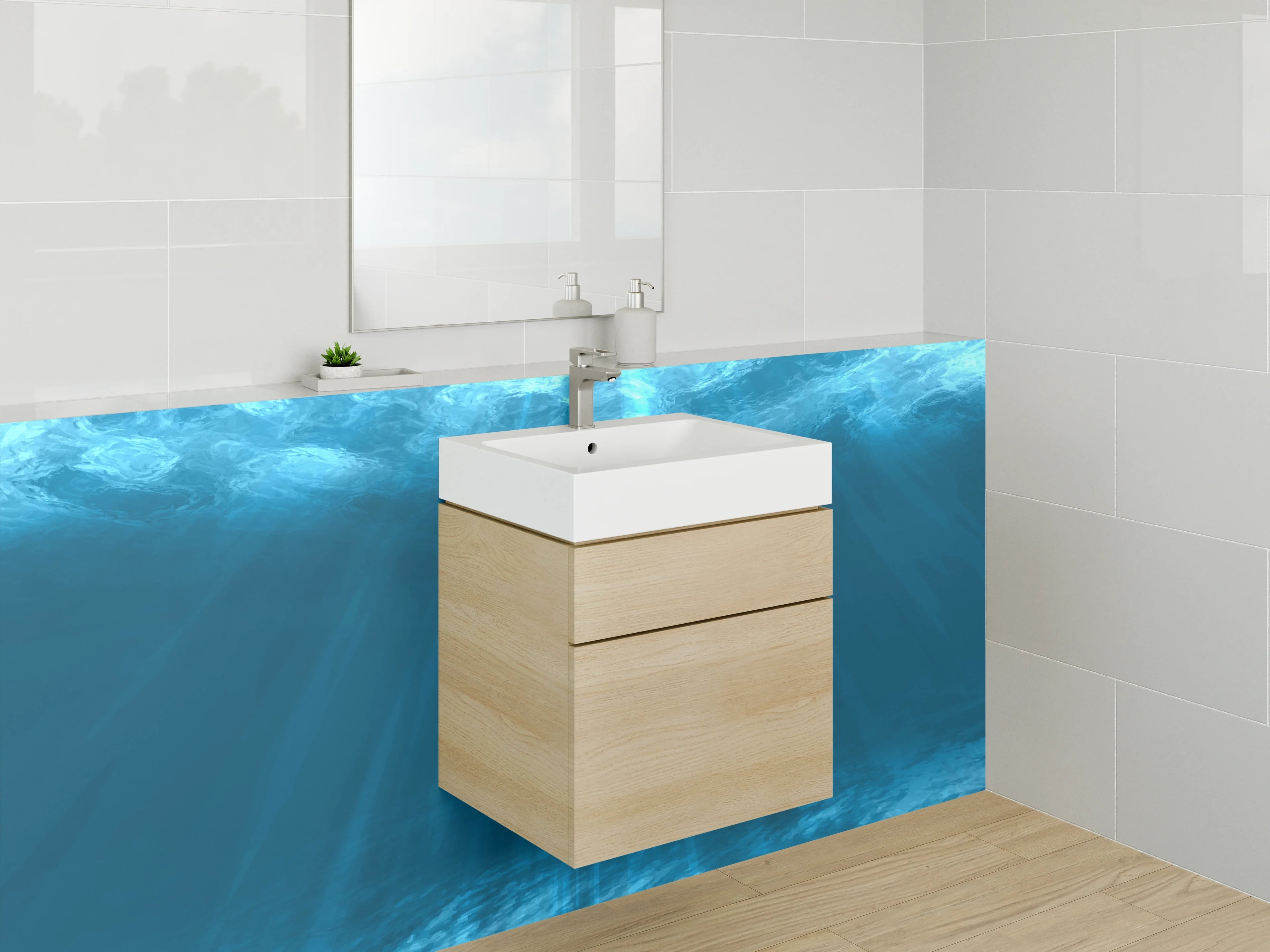 Waschbecken-Rückwand - Elegante Grautöne für zeitlose Badgestaltung