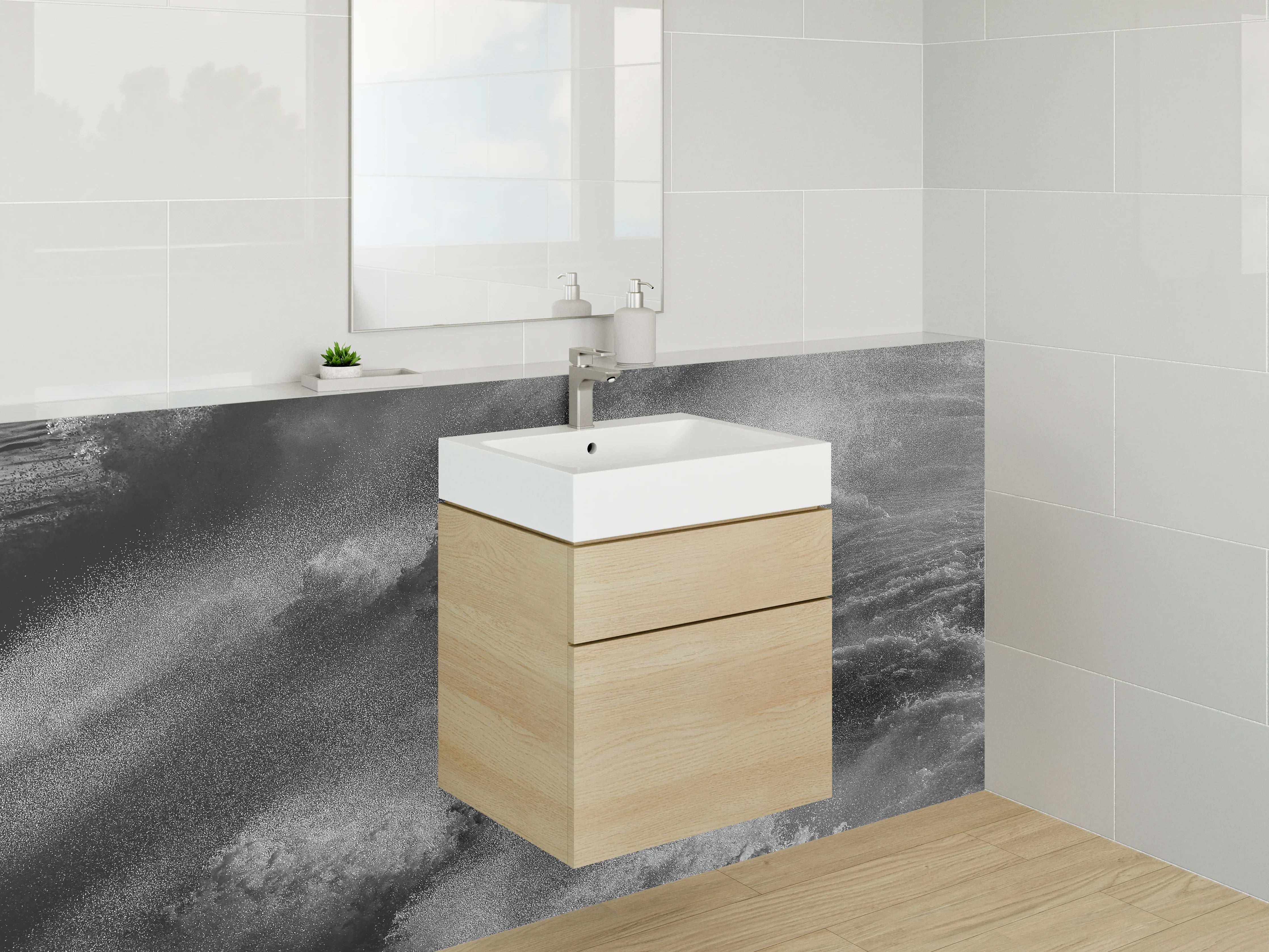 Waschbecken-Rückwand - Elegante Grauton-Backwände für dein Bad