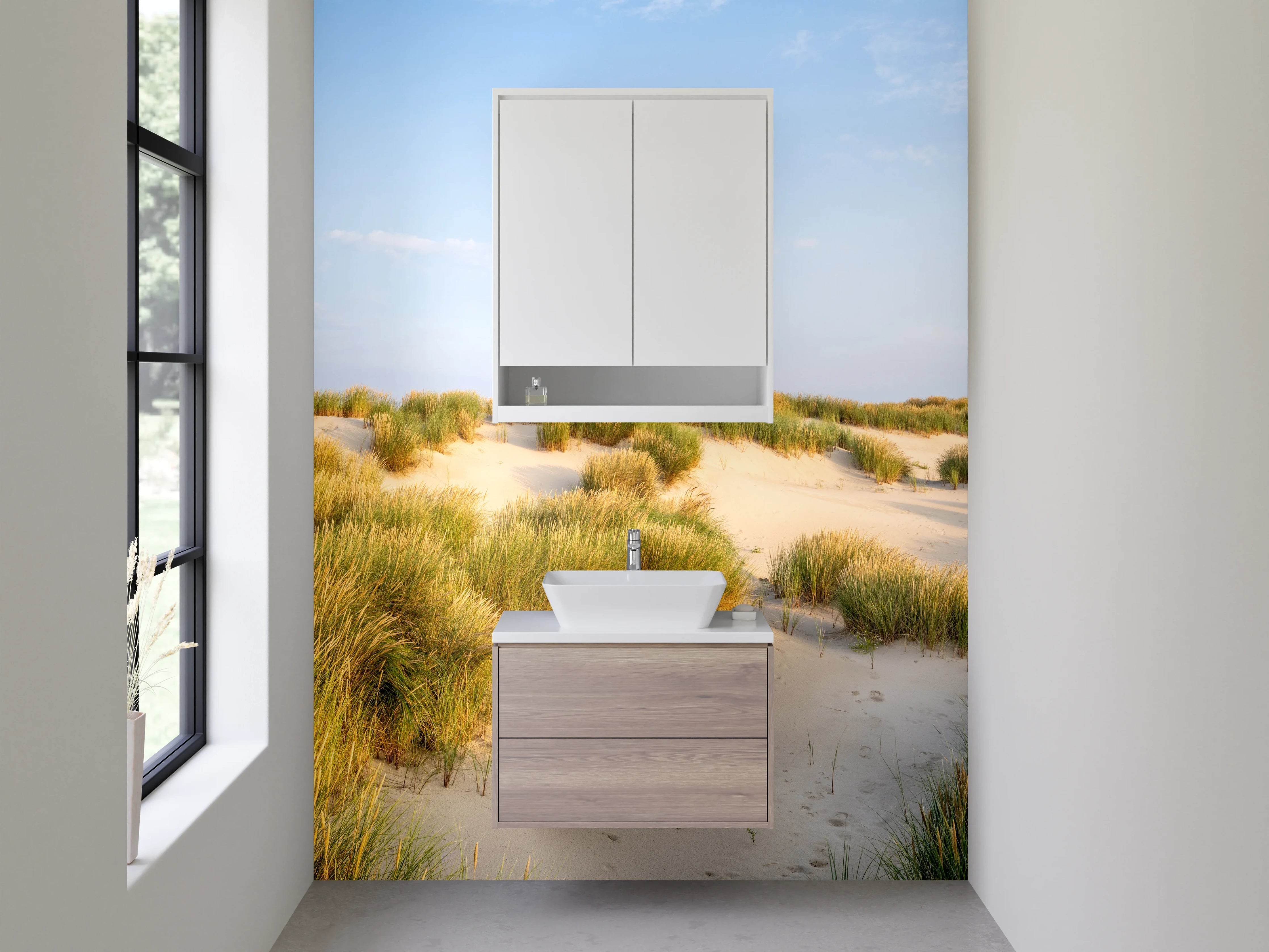 Waschbecken-Rückwand - Elegante Grauton-Wände für dein Bad