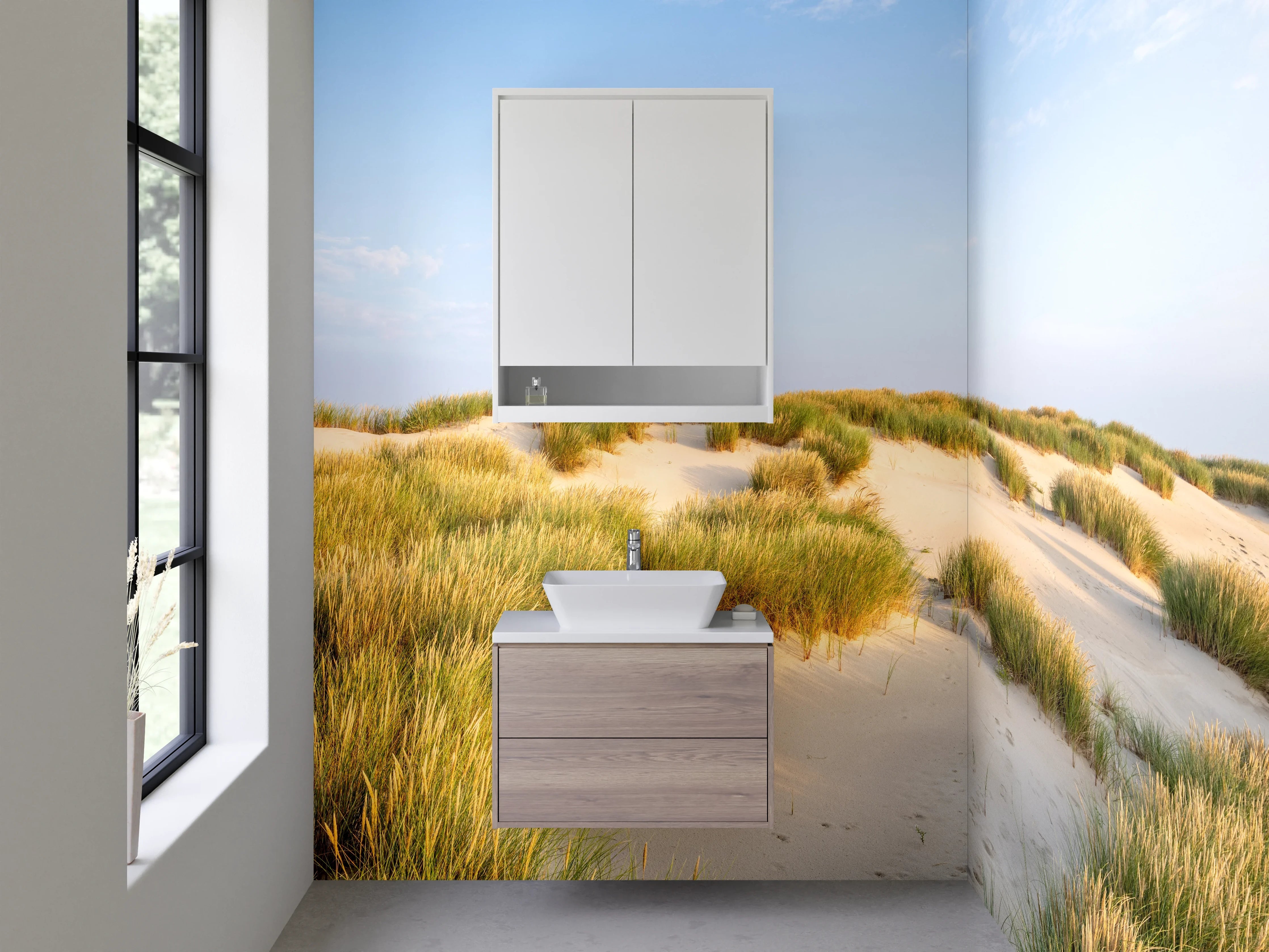 Waschbecken-Rückwand - Elegante Grauton-Wände für dein Bad